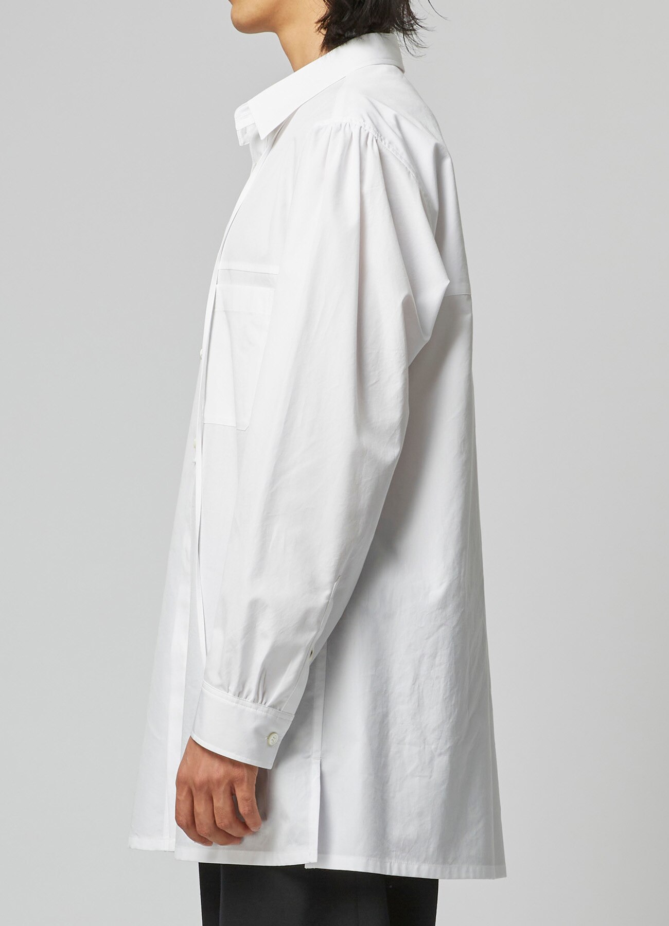 COTTON BROADCLOTH PANEL SHIRT WITH COLLAR CORD DETAIL