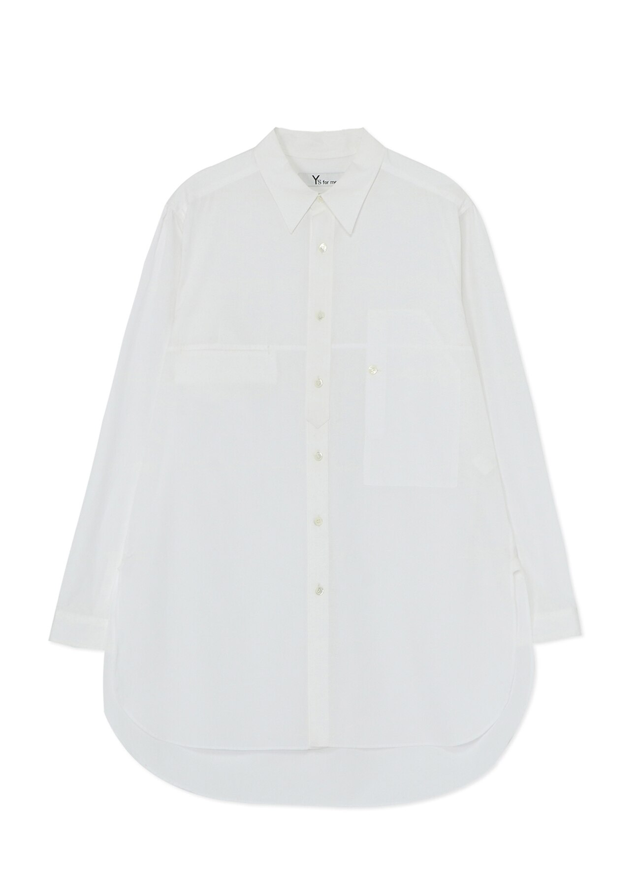 COTTON BROADCLOTH SHIRT WITH CHEST POCKET AND ROUNDED HEM(S WHITE