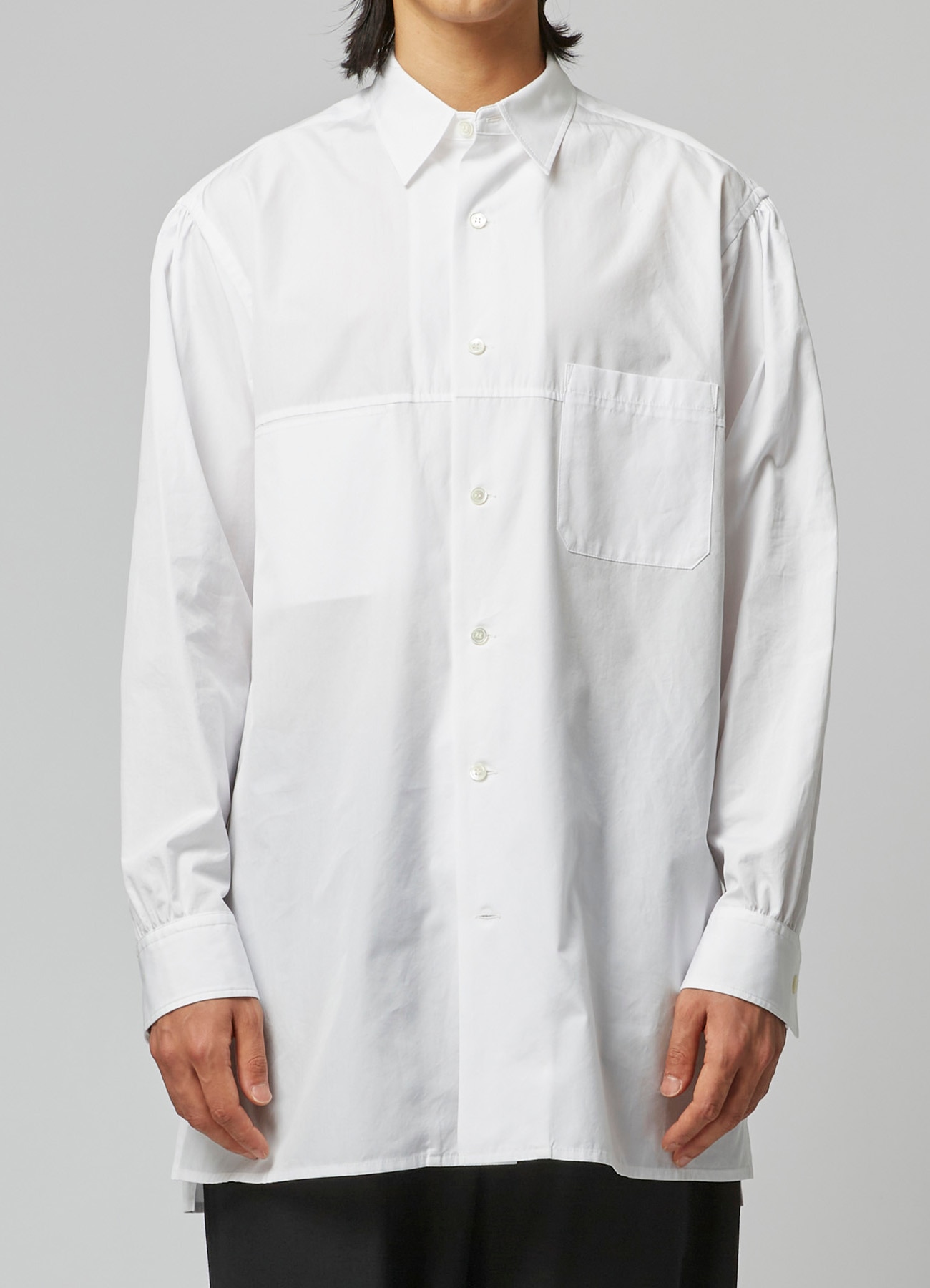 CLASSIC COTTON BROADCLOTH SHIRT WITH WIDE SLEEVE PLACKETS(S WHITE