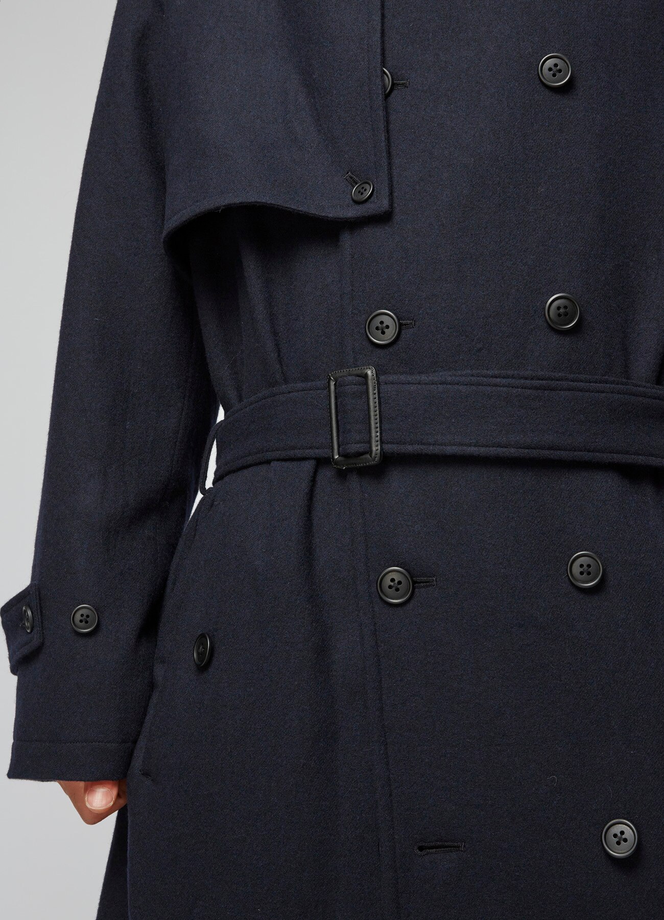 WOOL / NYLON FLANNEL TRENCH COAT(XS NAVY): Y's for men｜WILDSIDE