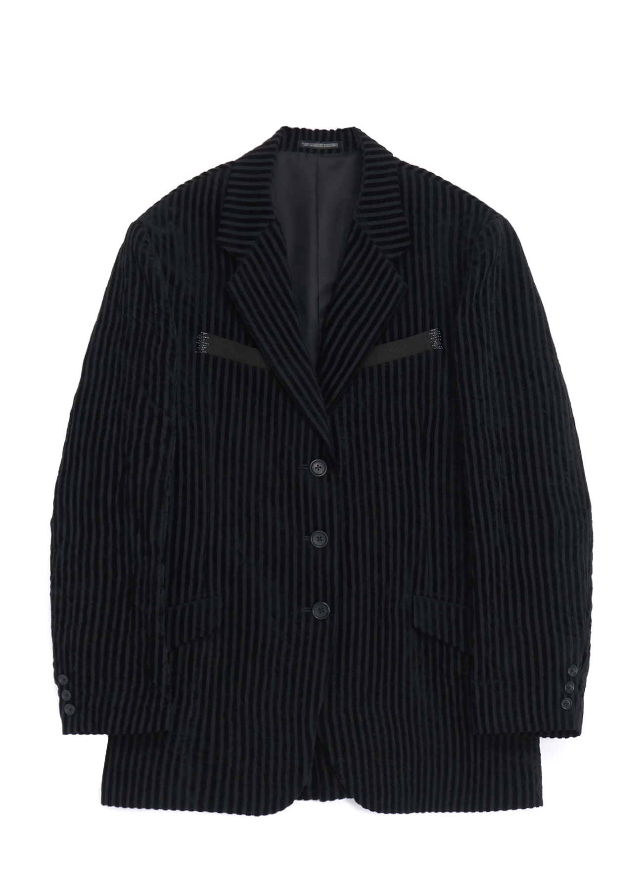 WRINKLED STRIPED 3-BUTTON JACKET WITH PEAK LAPELS