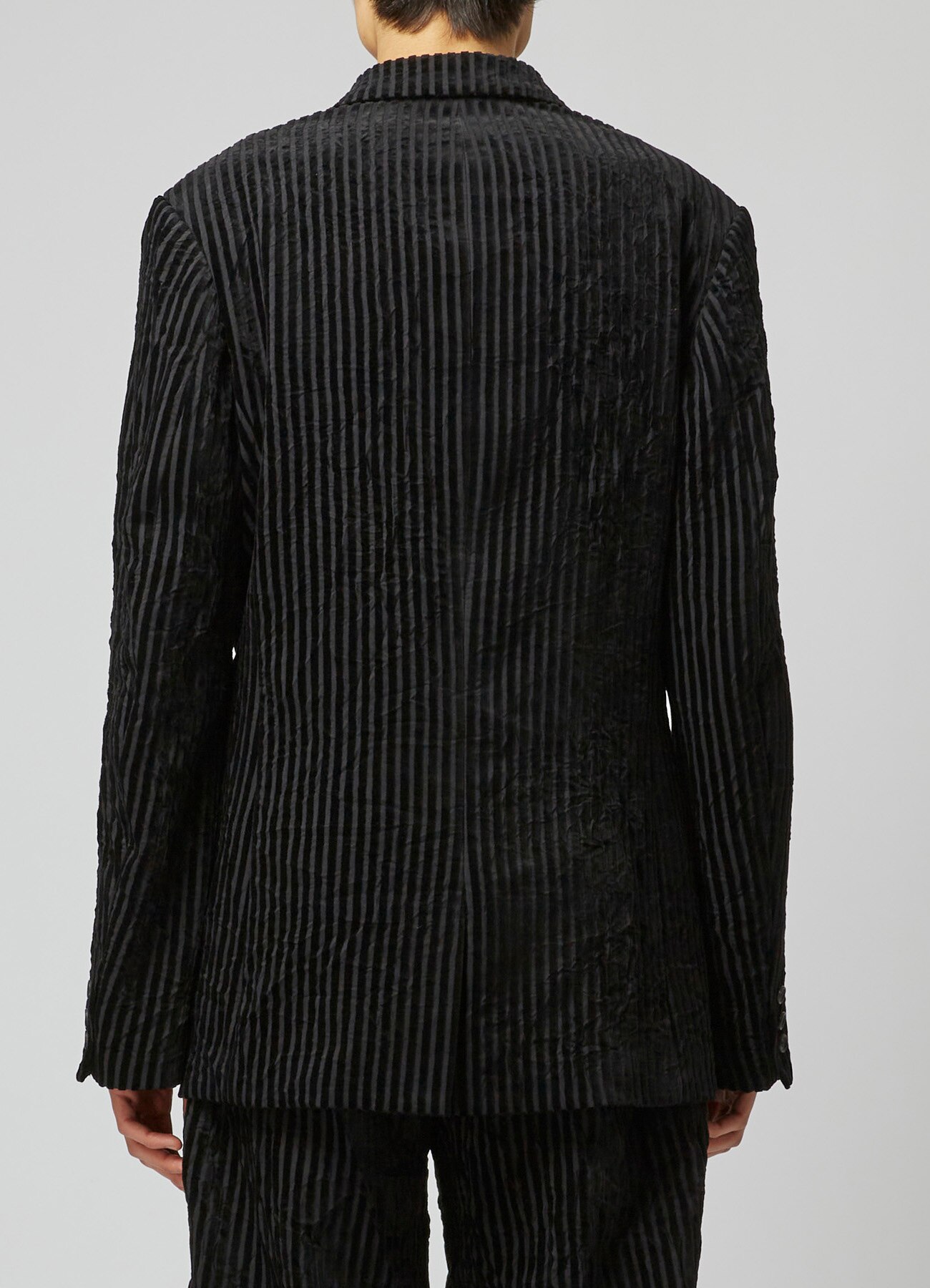 WRINKLED STRIPED 3-BUTTON JACKET WITH PEAK LAPELS(S GREY): Y's for