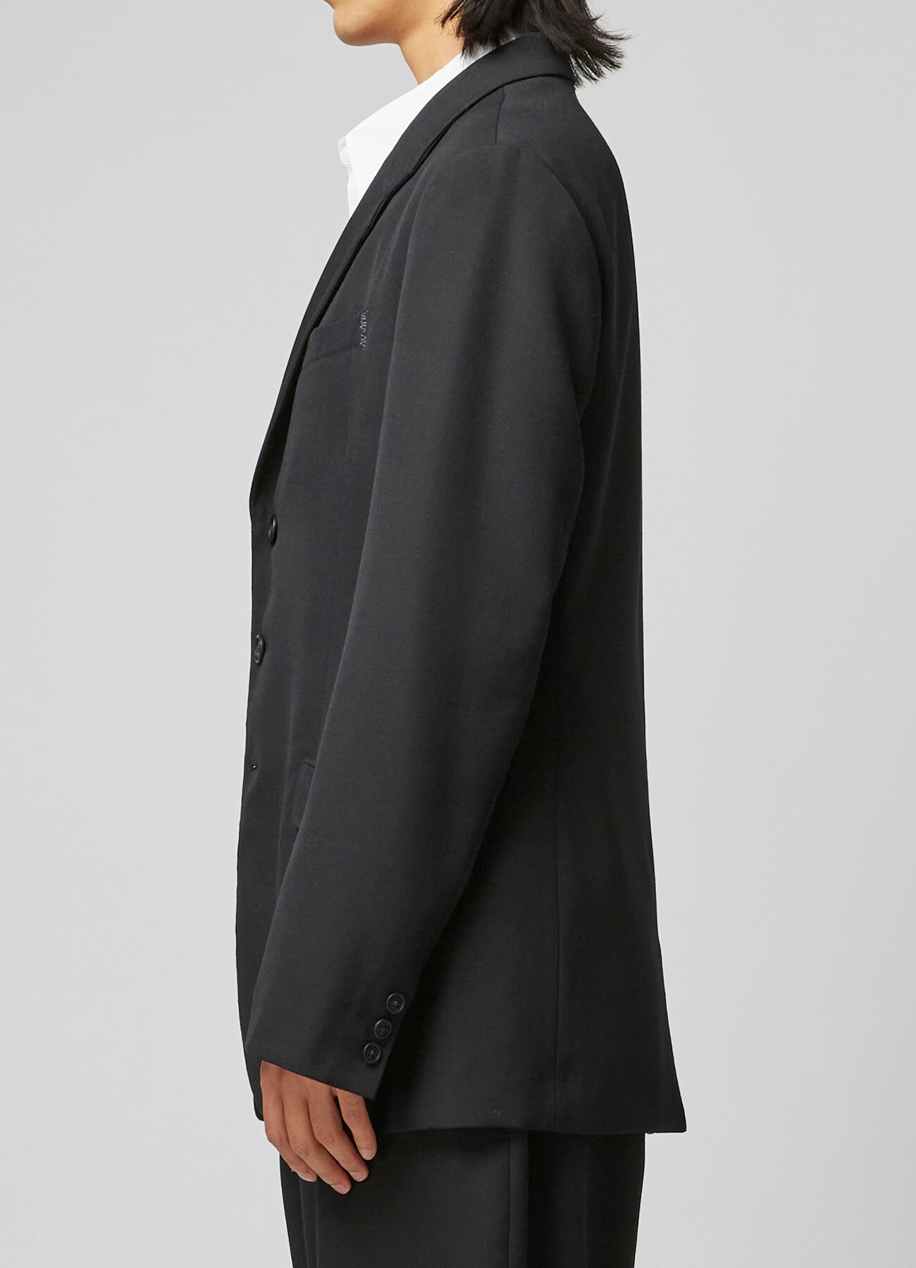 WOOL GABARDINE JACKET WITH TOP STITCH DETAIL(M BLACK) Y's for men