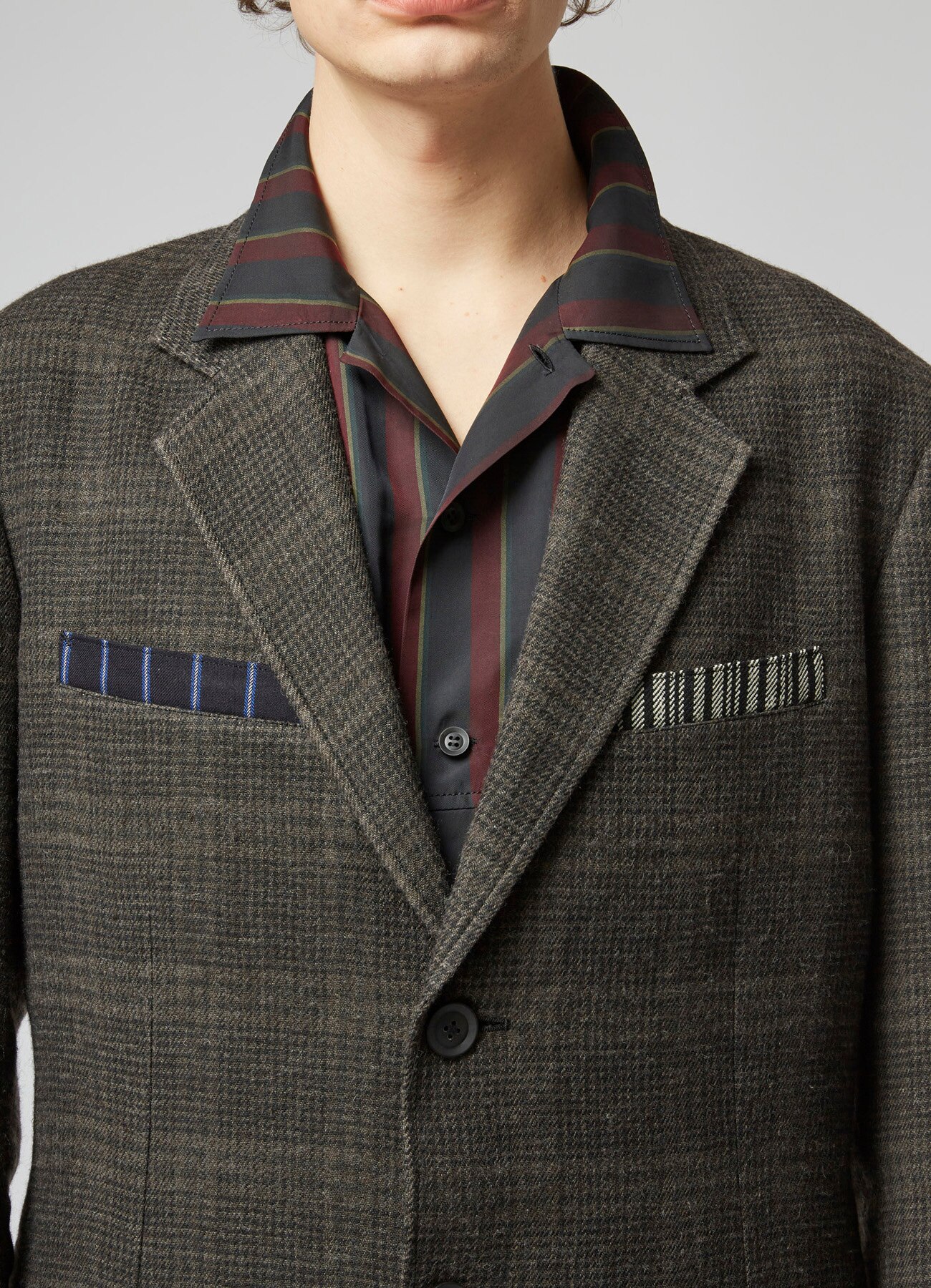 LINEN / WOOL 3-BUTTONS JACKET WITH BOX POCKET