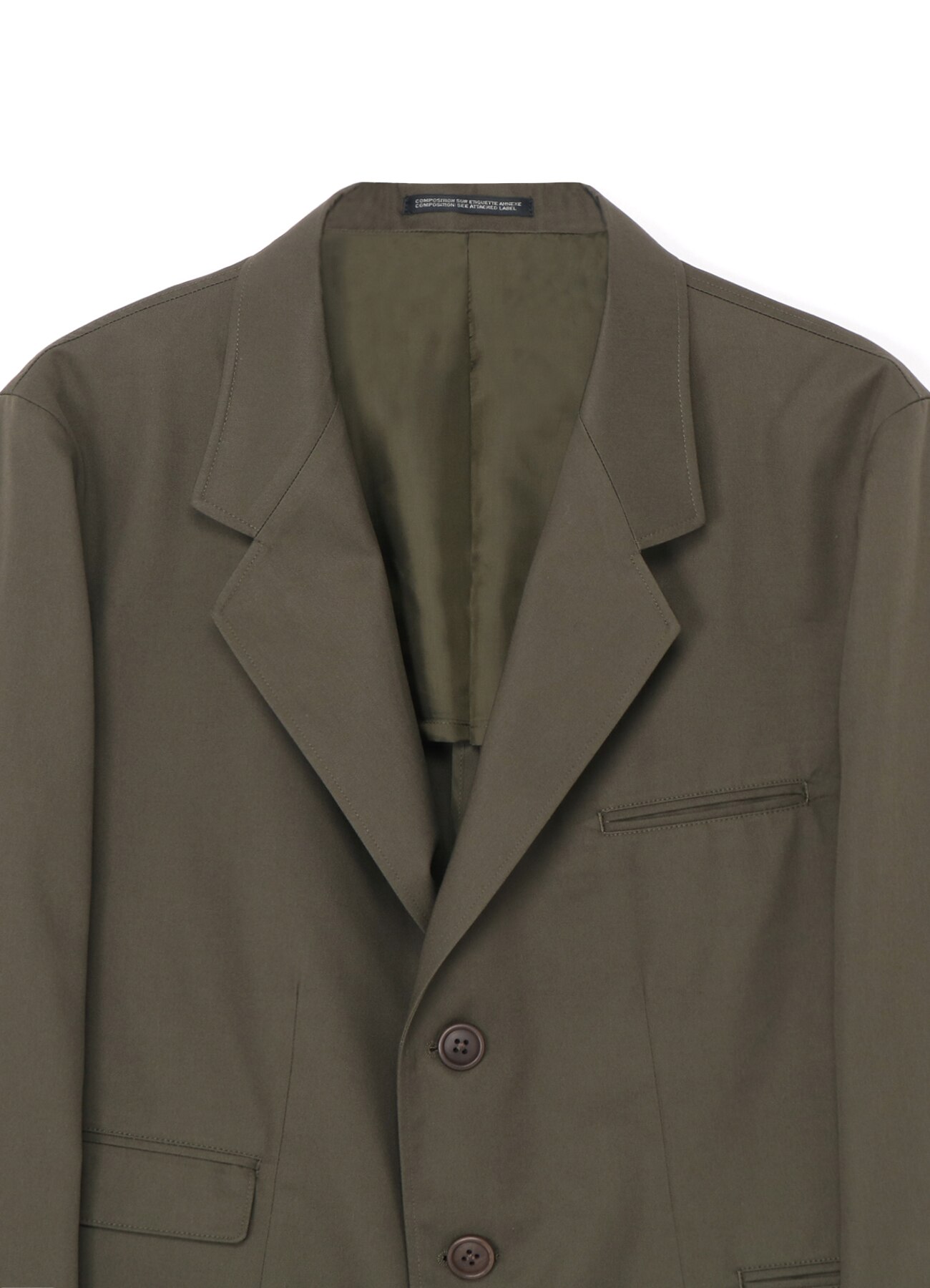 COTTON/POLYESTER TWILL 3-BUTTON JACKET(S Khaki): Y 