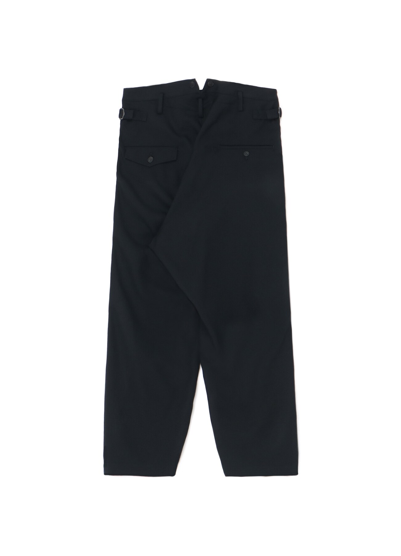 WOOL GABARDINE PANTS WITH SUSPENDER BUTTONS AND ADJUSTABLE SIDE