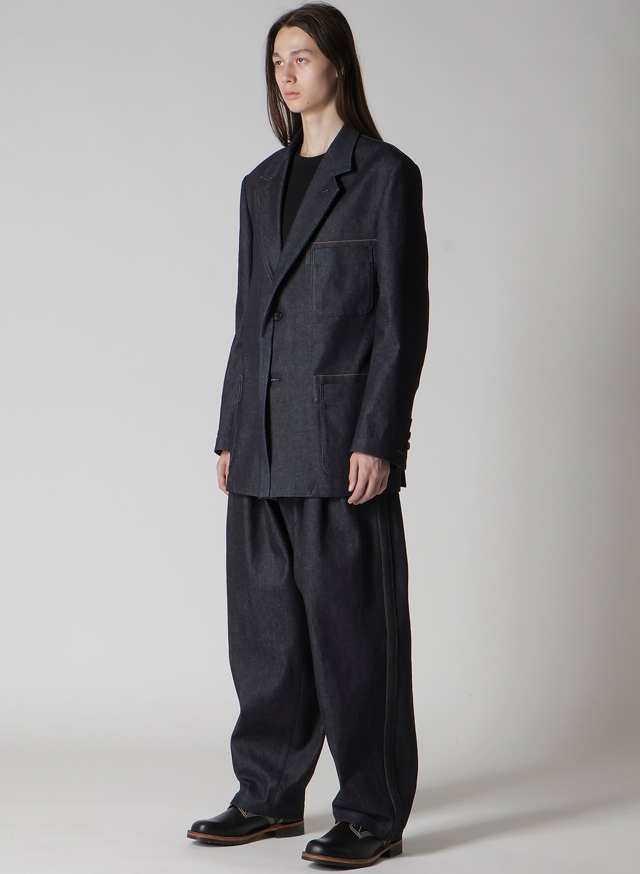 13oz DENIM JACKET WITH FRONT EDGE AND COLOR STITCH_13