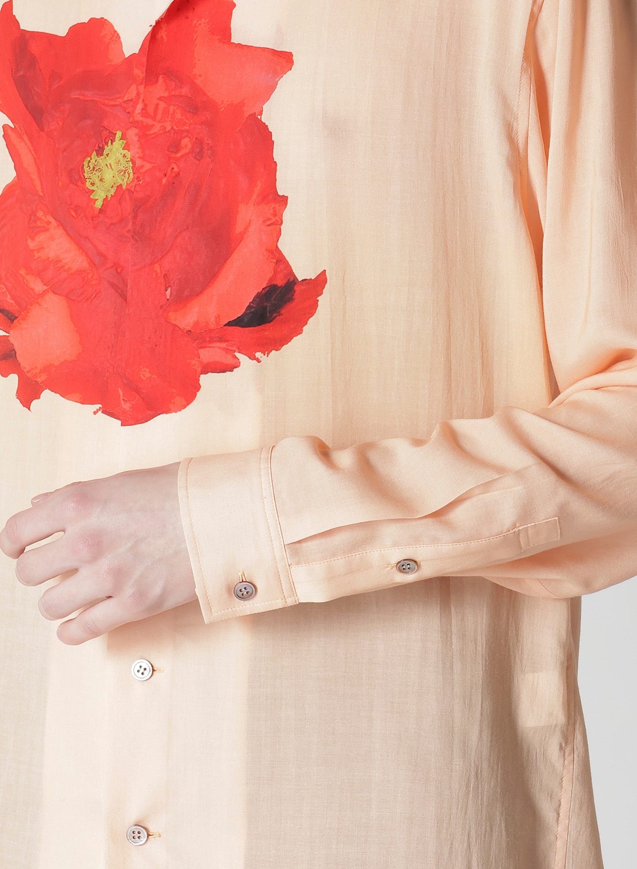 SALMON PINK OPEN-COLLARED SHIRT WITH LARGE RED FLOWER_6