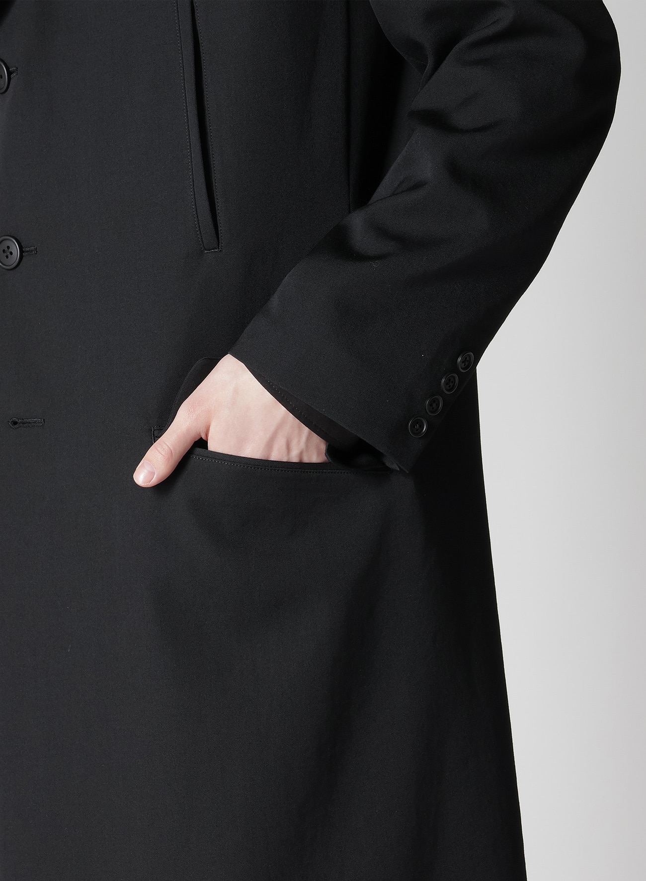 GABARDINE LAPEL BUCKLE TAB JACKET(XS Black): Y