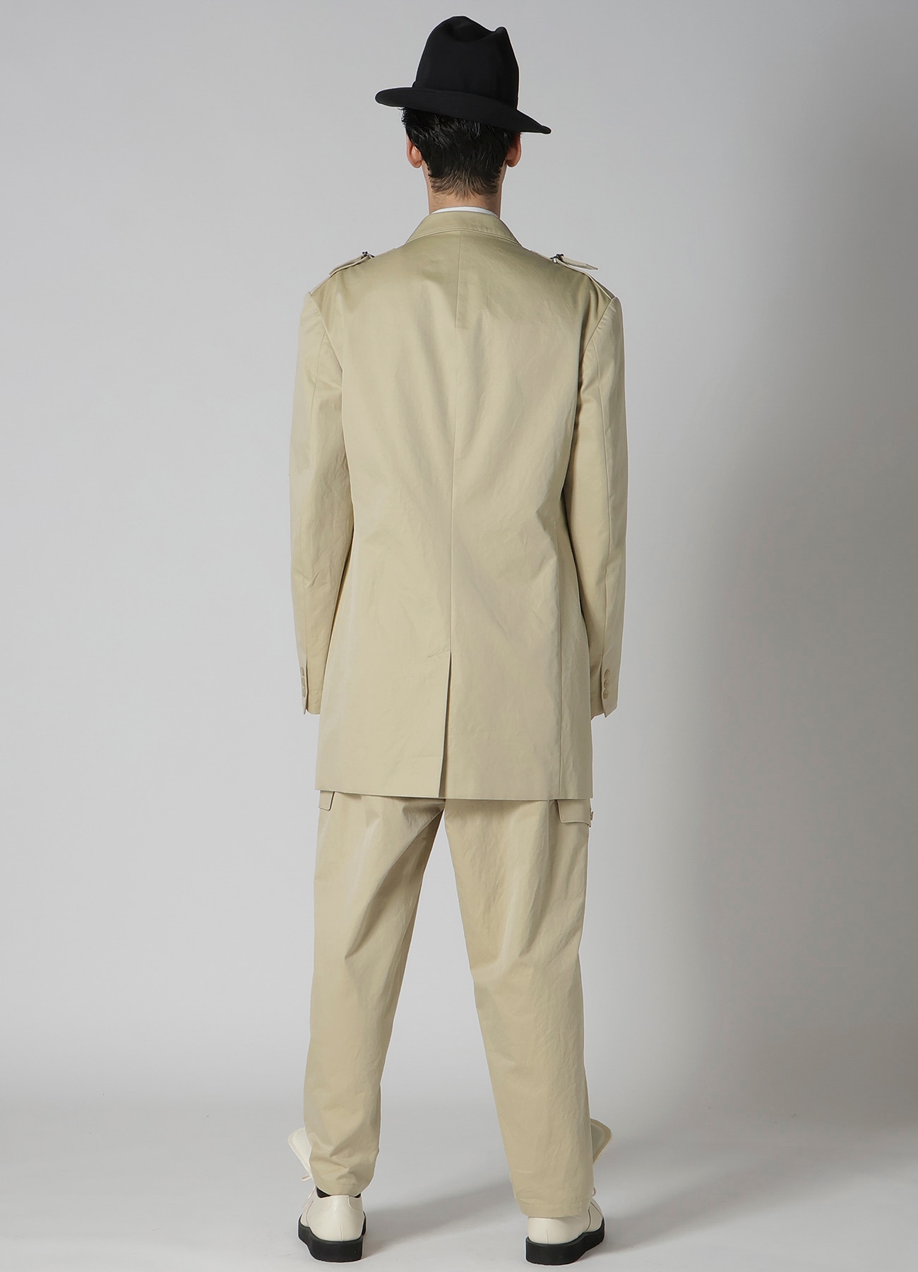 COTTON GABARDINE JACKET WITH SHOULDER BUCKLE PEAKED(S Beige): Y