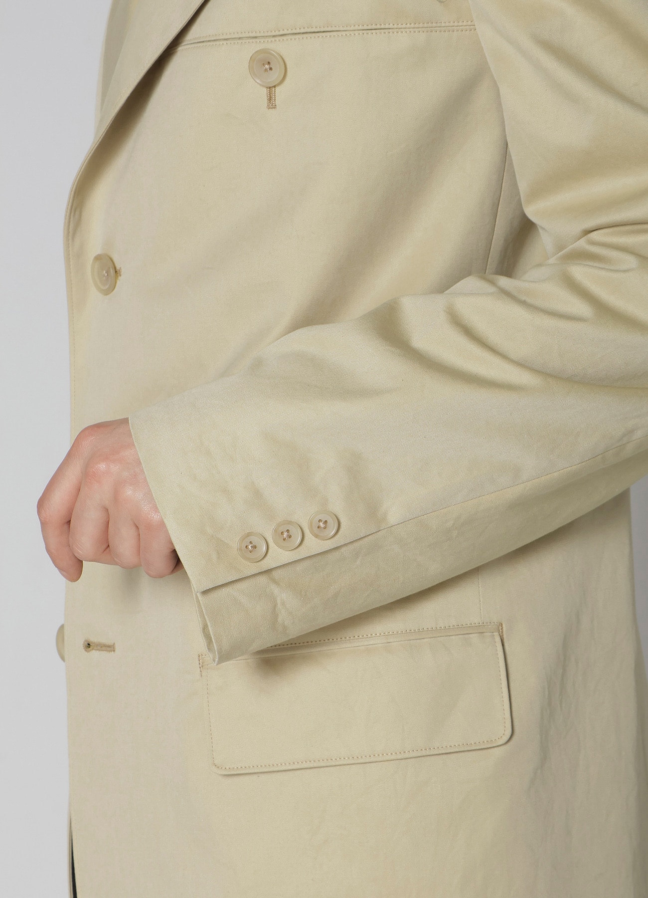 COTTON GABARDINE JACKET WITH SHOULDER BUCKLE PEAKED(S Beige): Y