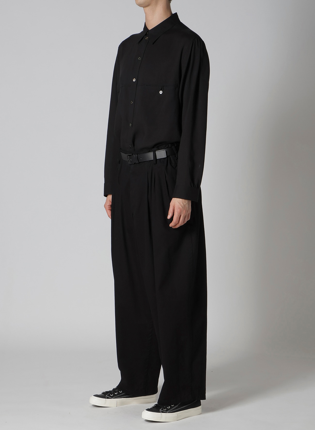 GARMENT DYED KATSURAGI PANTS WITH 12-TUCKS(S Black): Y's for men｜WILDSIDE  YOHJI YAMAMOTO [Official