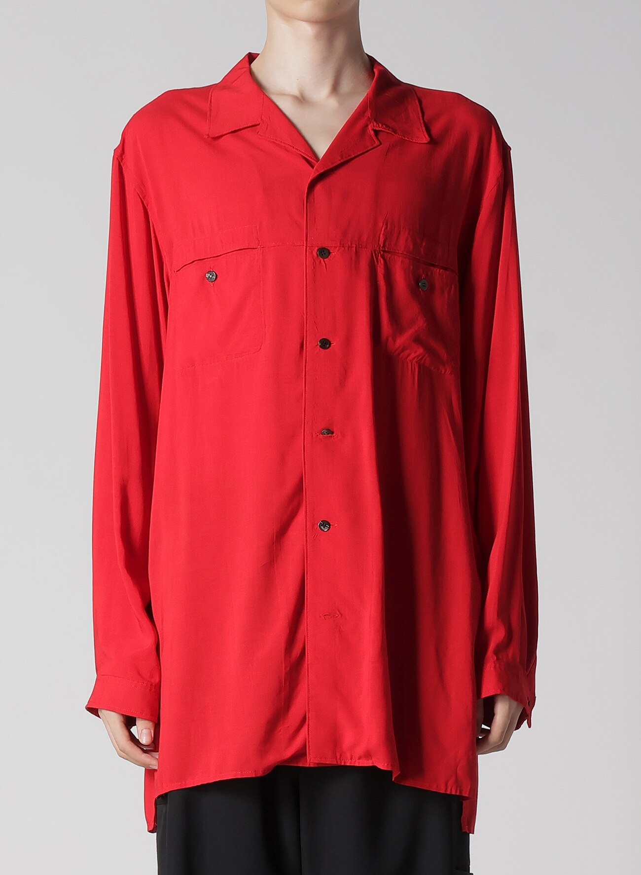 RAYON LAWN SHIRT WITH OPEN COLLAR_1