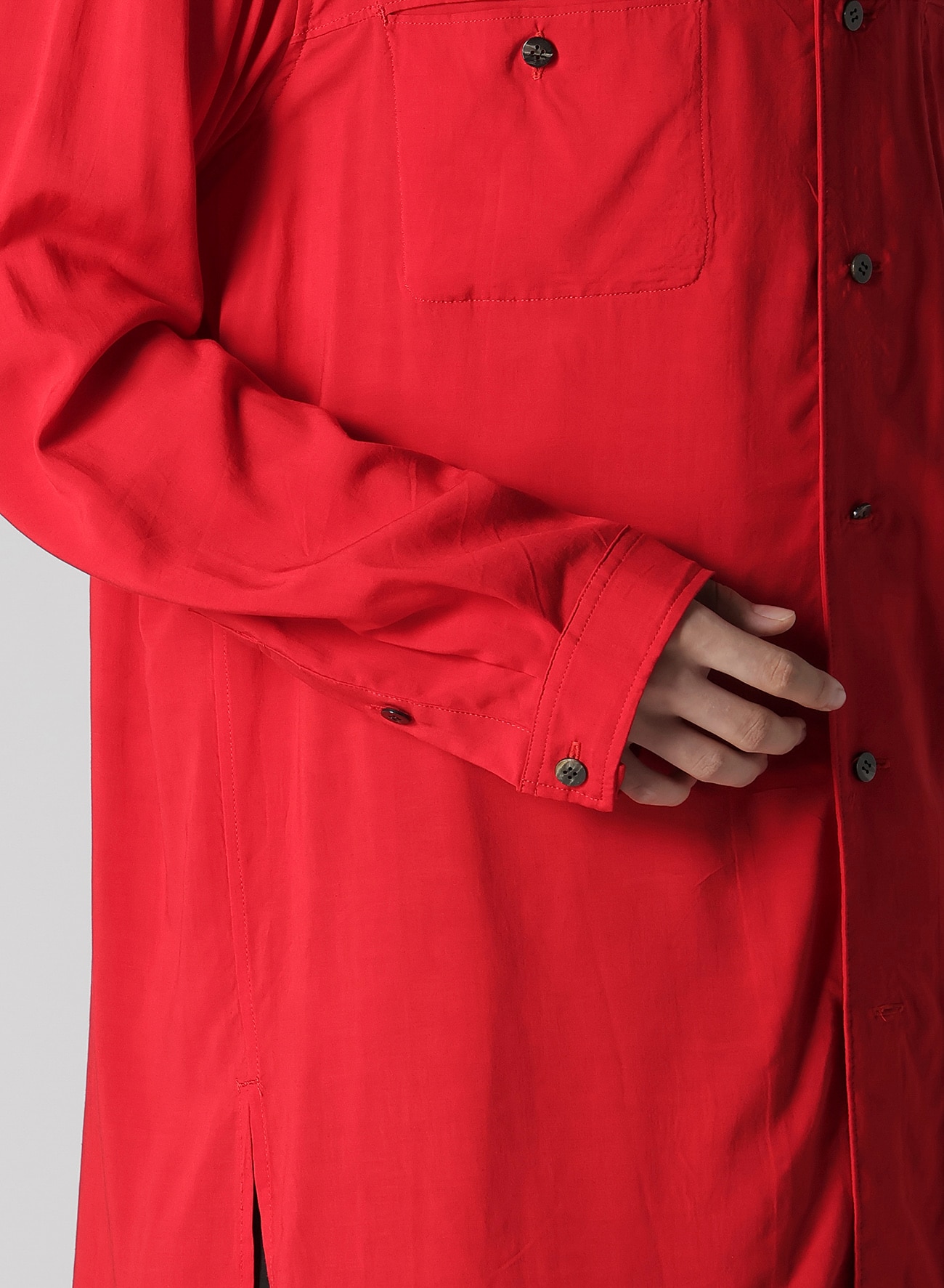 RAYON LAWN SHIRT WITH OPEN COLLAR_3