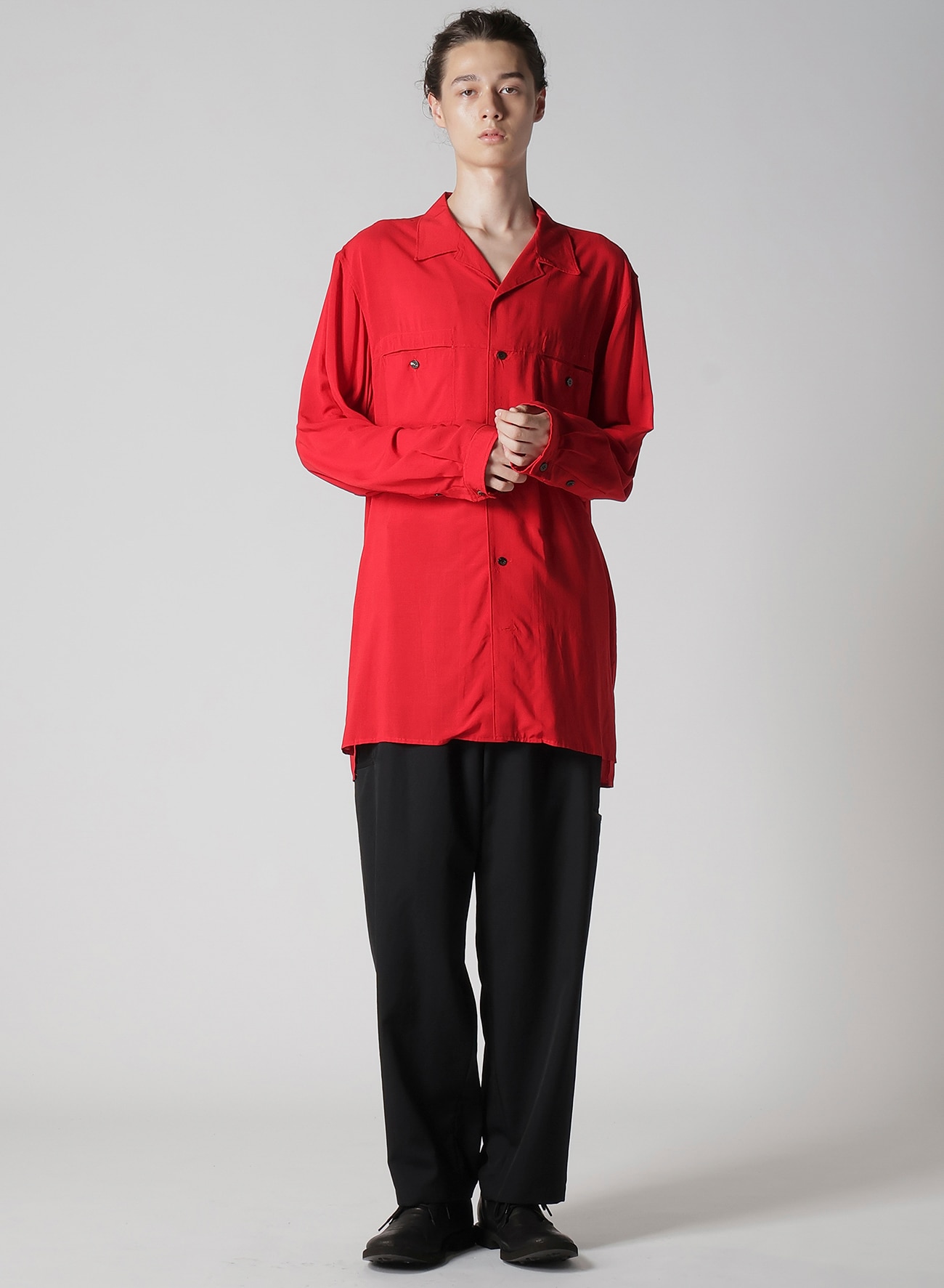 RAYON LAWN SHIRT WITH OPEN COLLAR_6