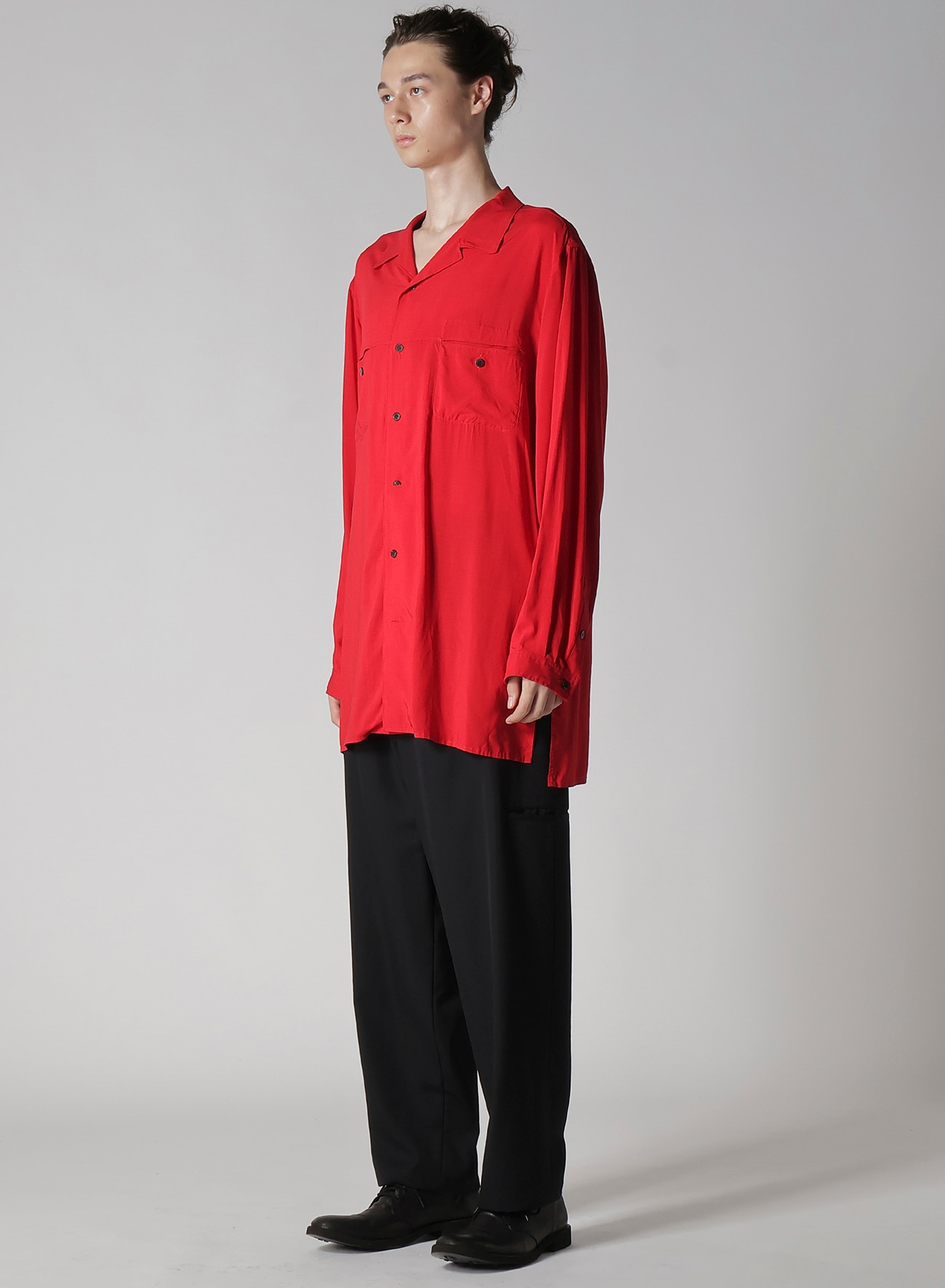 RAYON LAWN SHIRT WITH OPEN COLLAR_7