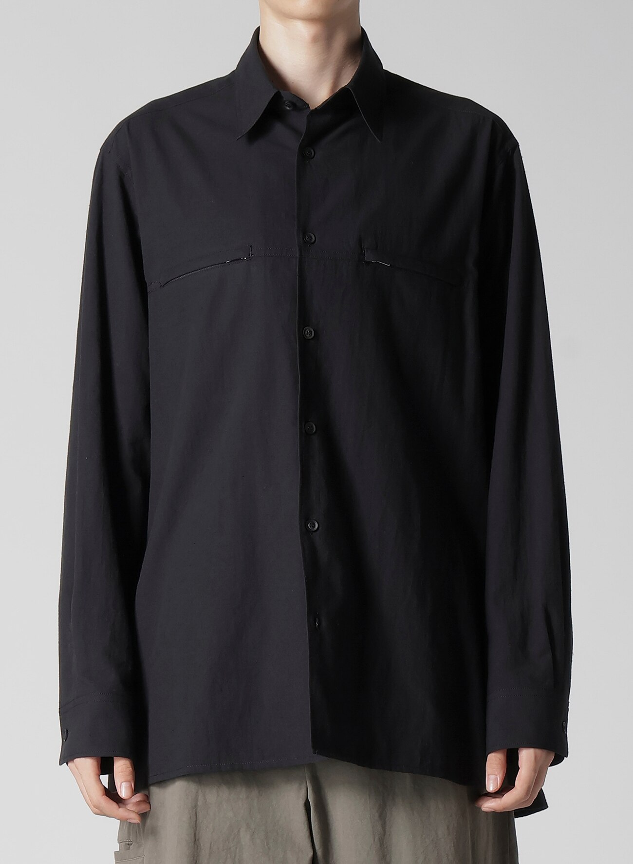 COTTON HEMP BROAD SHIRT WITH ZIP POCKET_3