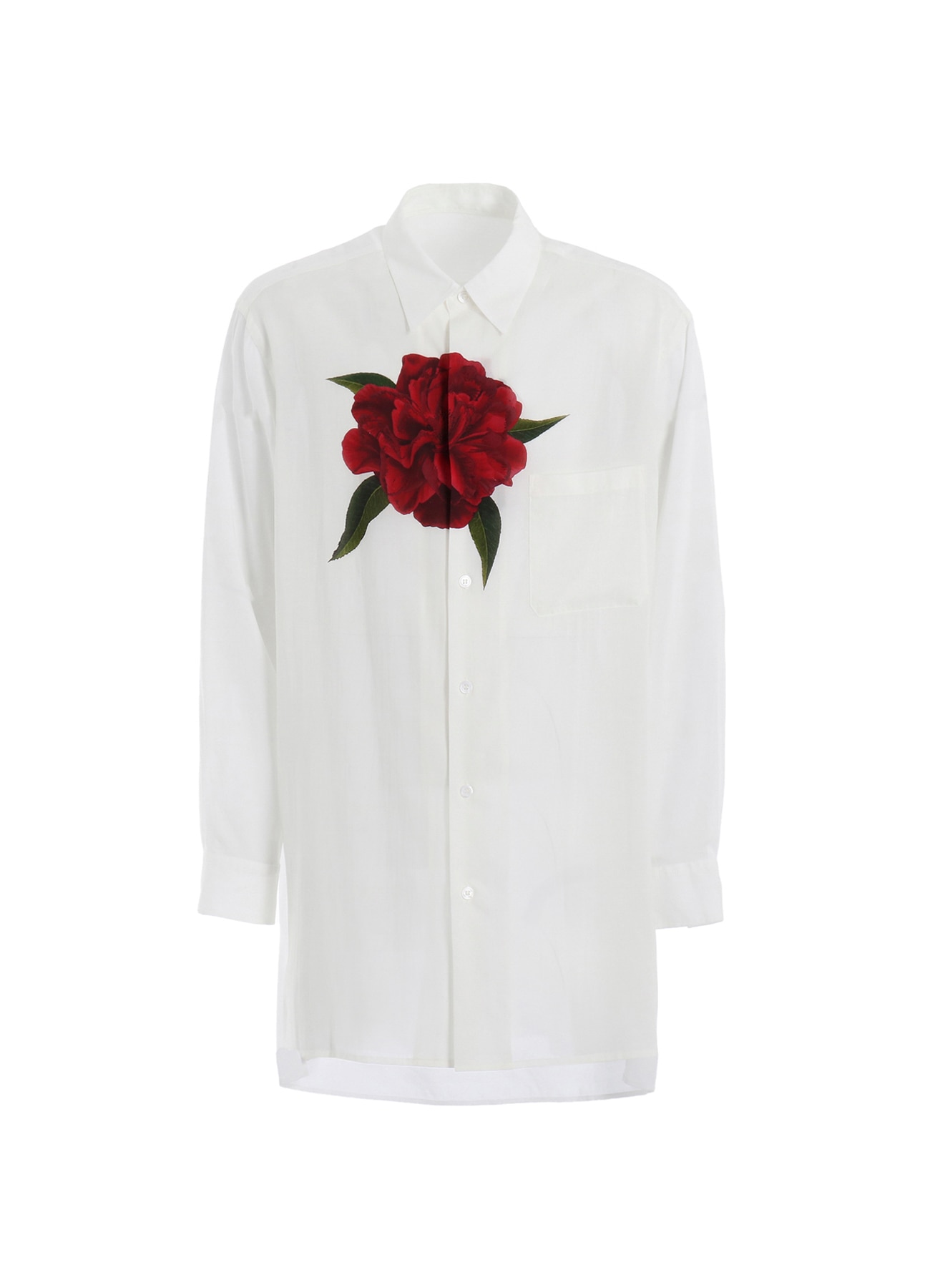 REGULAR COLLAR SHIRT WITH RED FLOWER PRINT