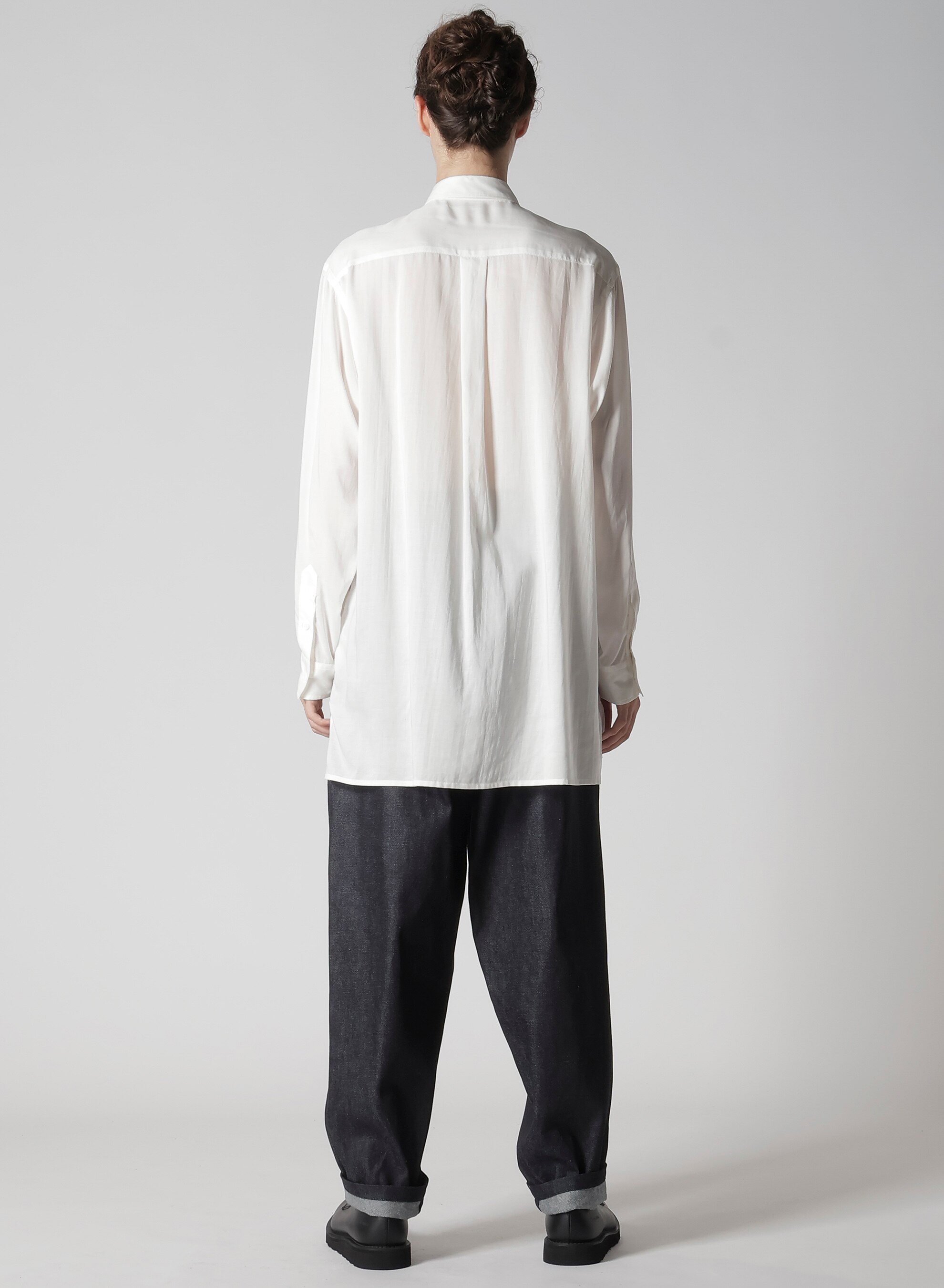 REGULAR COLLAR SHIRT WITH BLUE FLOWER PRINT(S White): Y's