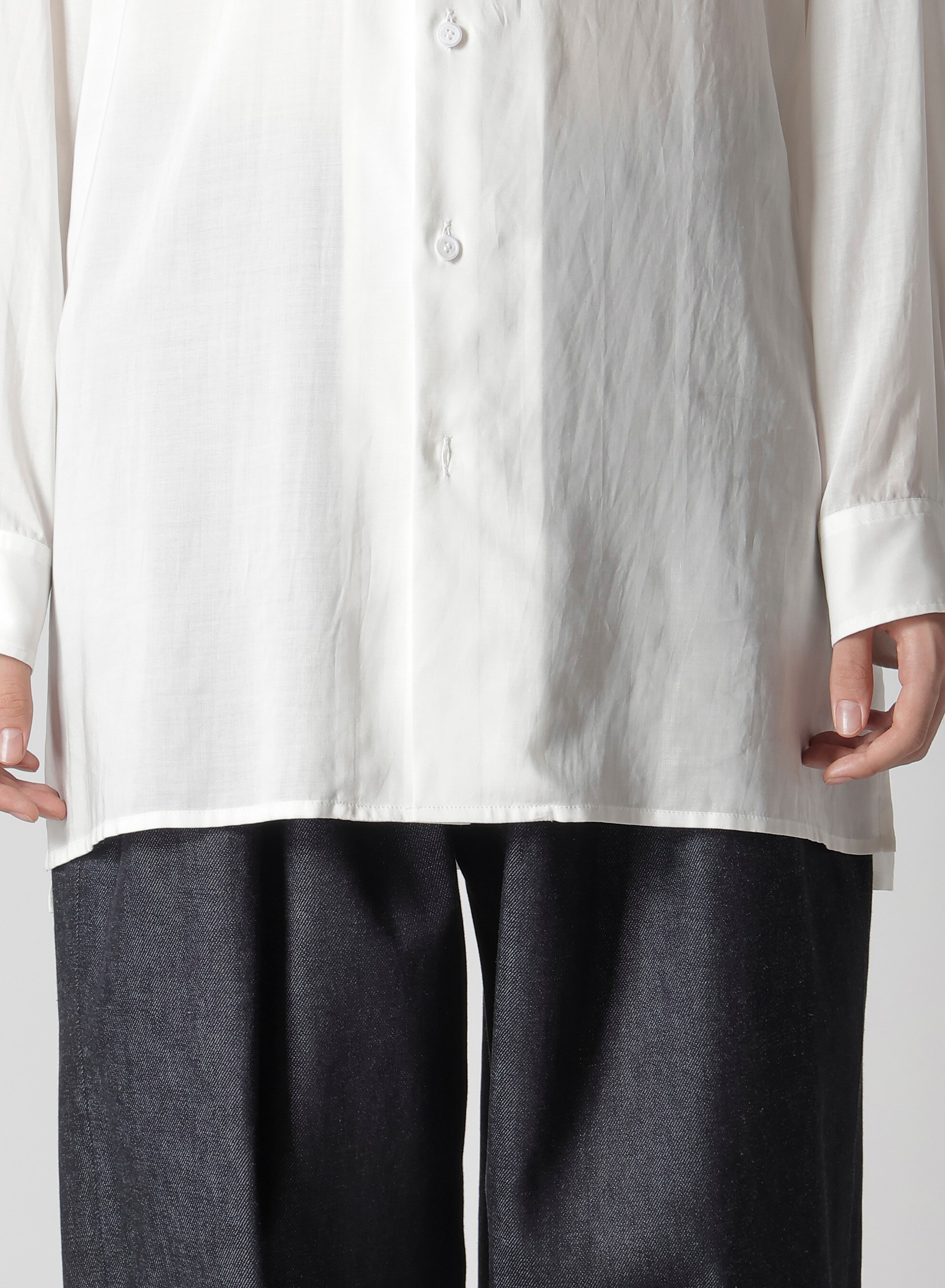 REGULAR COLLAR SHIRT WITH BLUE FLOWER PRINT(S White): Y's