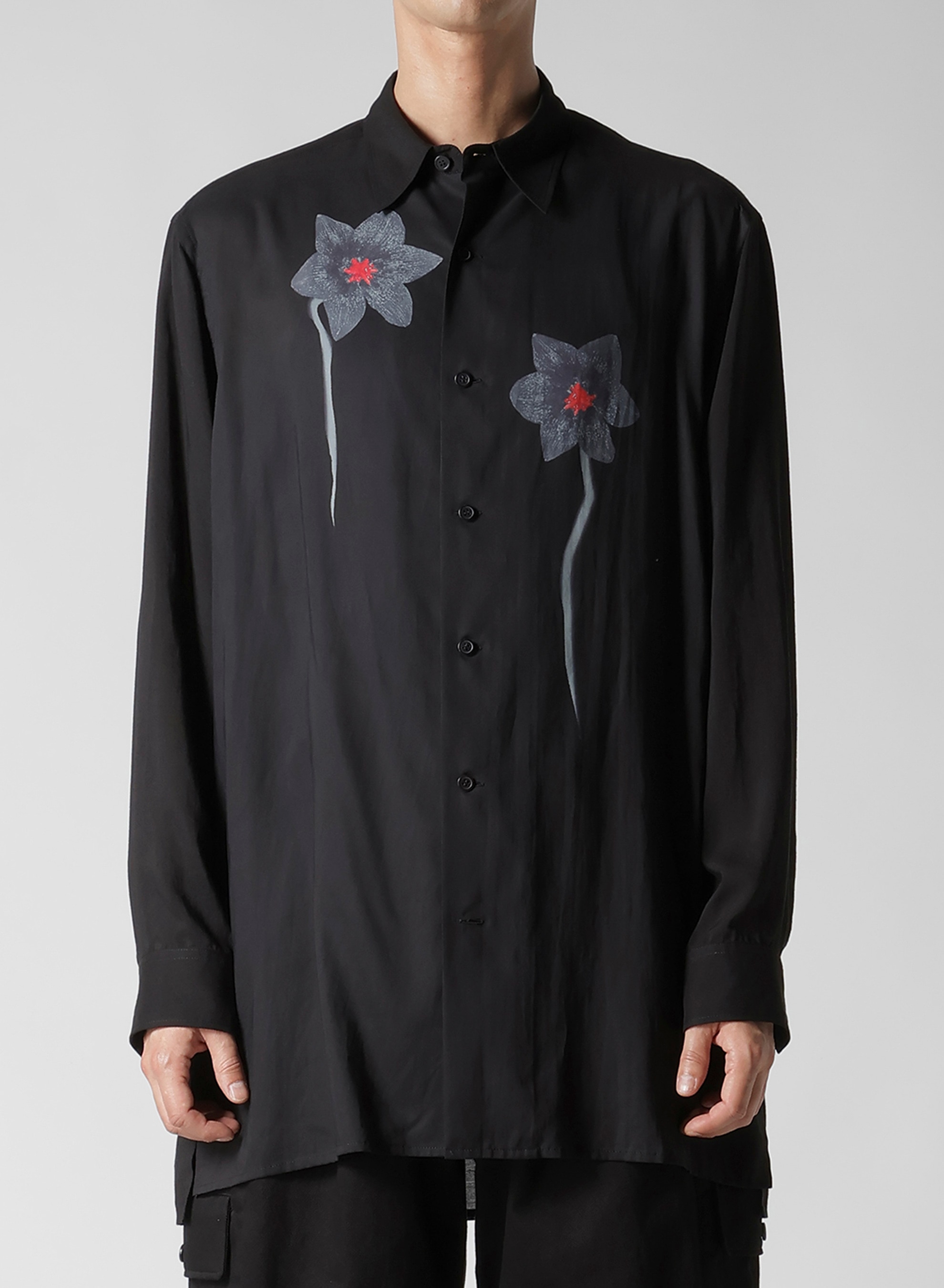 REGULAR COLLAR SHIRT WITH BLACK FLOWER PRINT_3