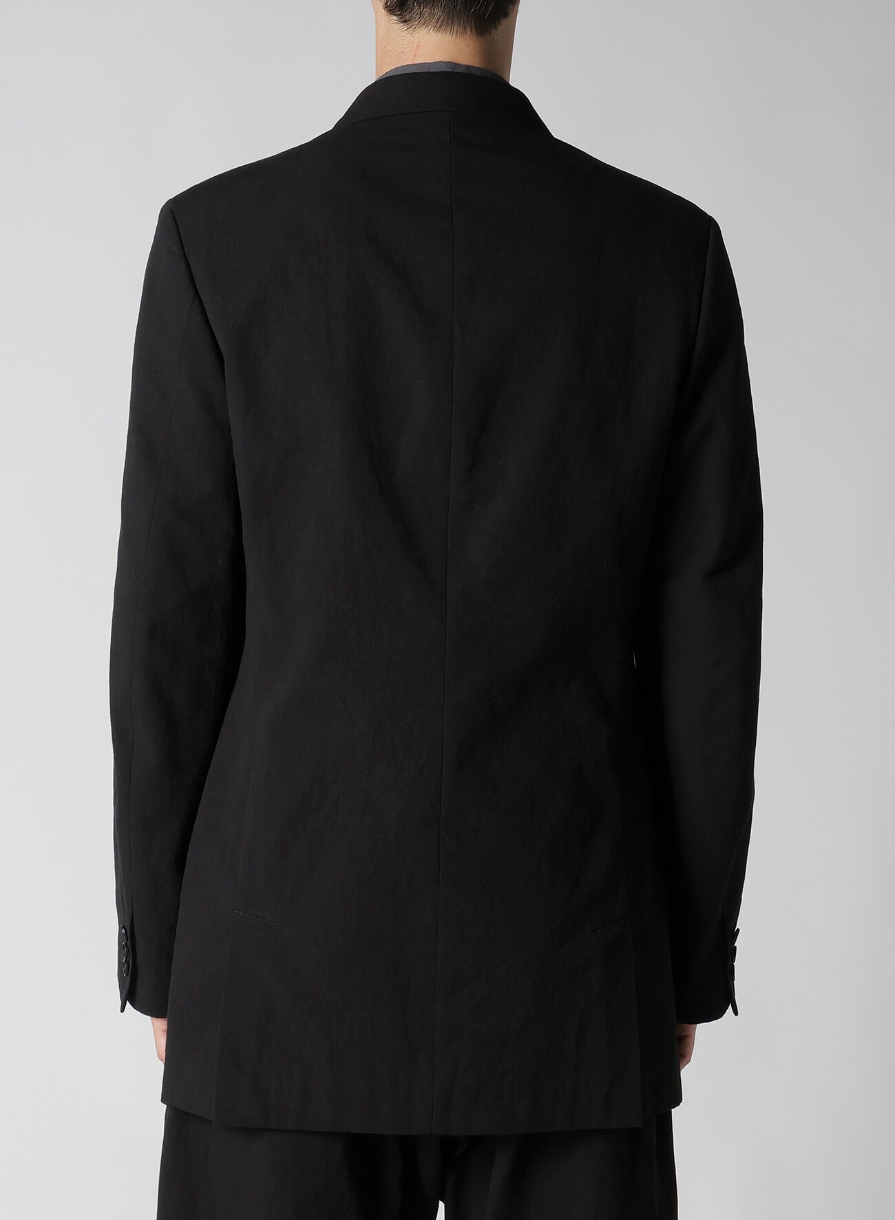 DOUBLE JACKET WITH COTTON LINEN UNEVEN YARN CANVAS(S Black