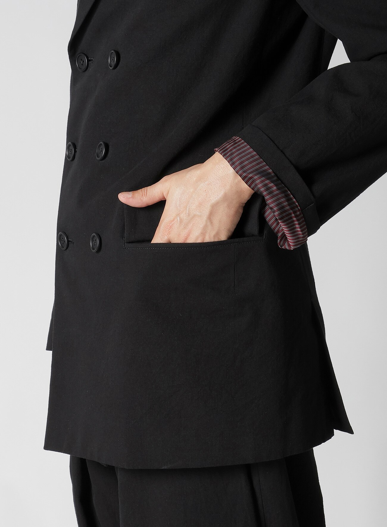 DOUBLE JACKET WITH COTTON LINEN UNEVEN YARN CANVAS_9