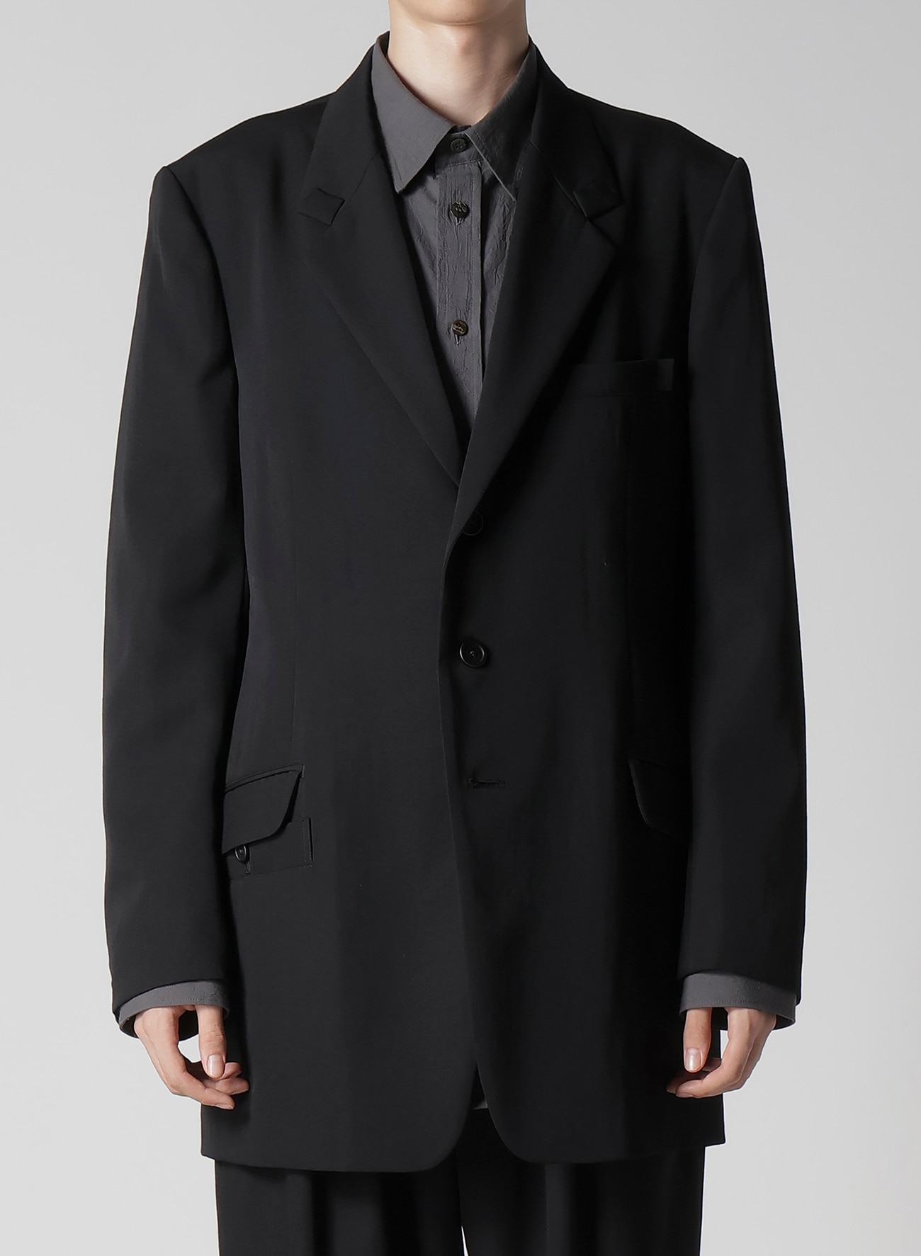 WOOL GABARDINE TURN BACK COLLAR JACKET_1