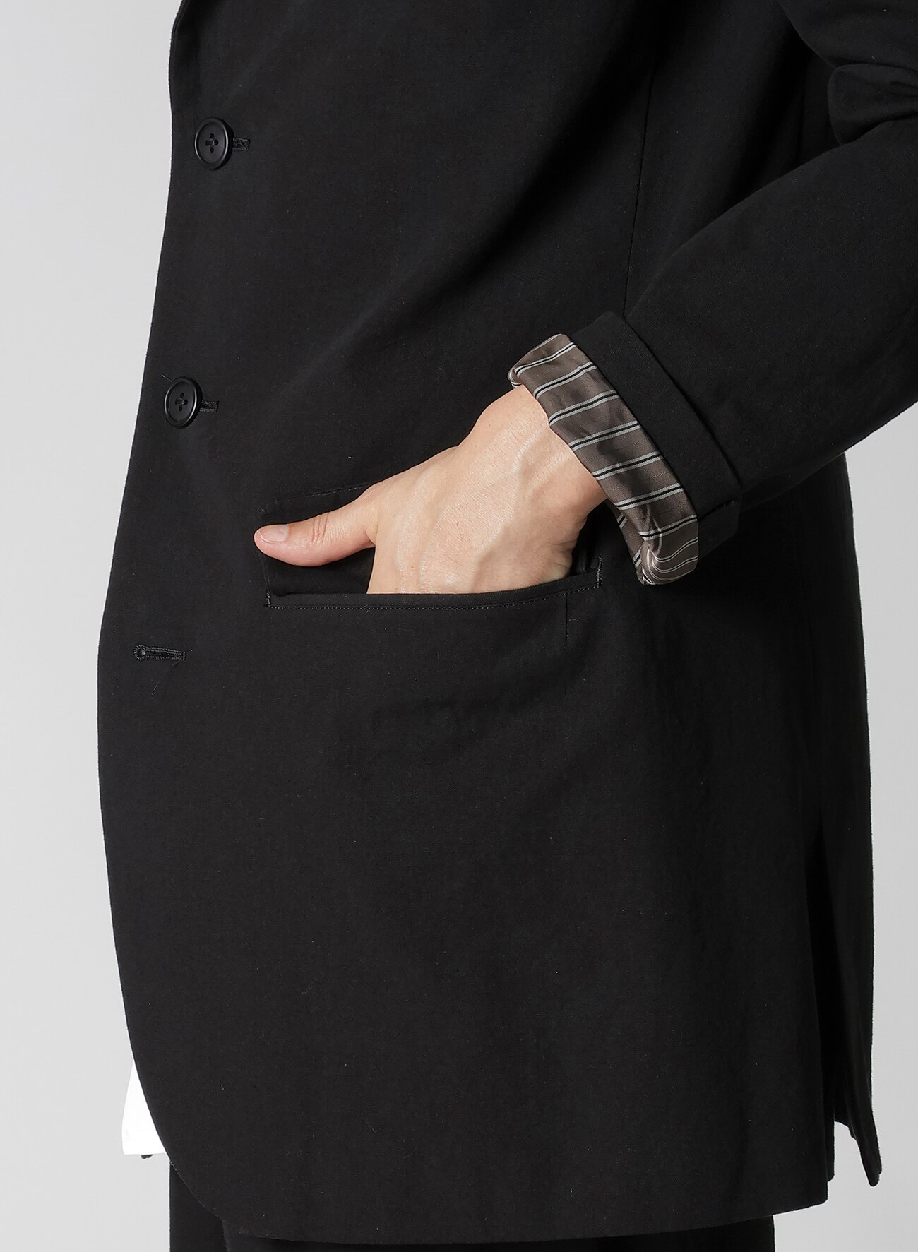 RIGHT DOUBLE RIMMED POCKET JACKET WITH COTTON LINEN UNEVEN YARN CANVAS_10