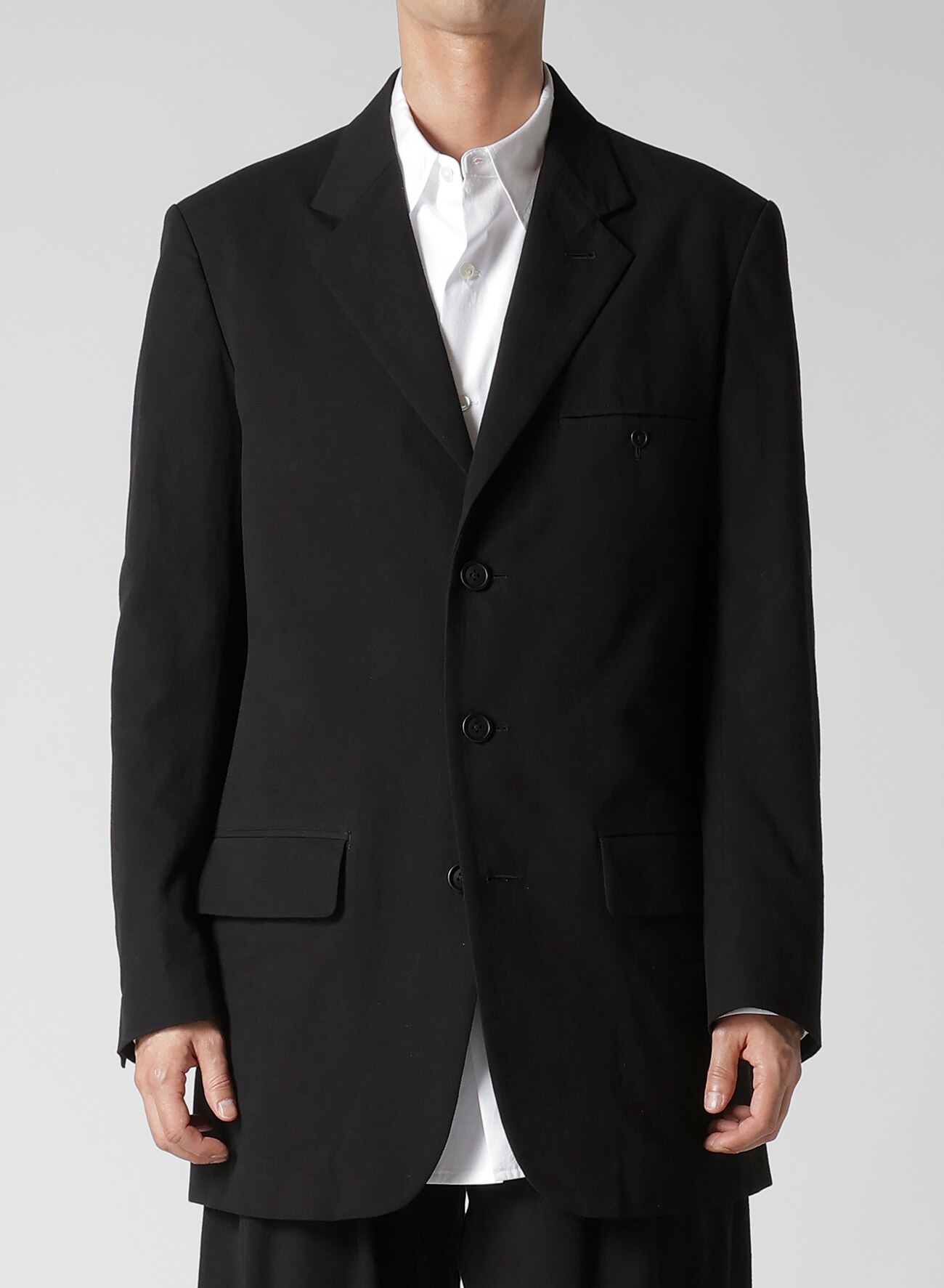 RIGHT DOUBLE RIMMED POCKET JACKET WITH COTTON LINEN UNEVEN YARN CANVAS_5