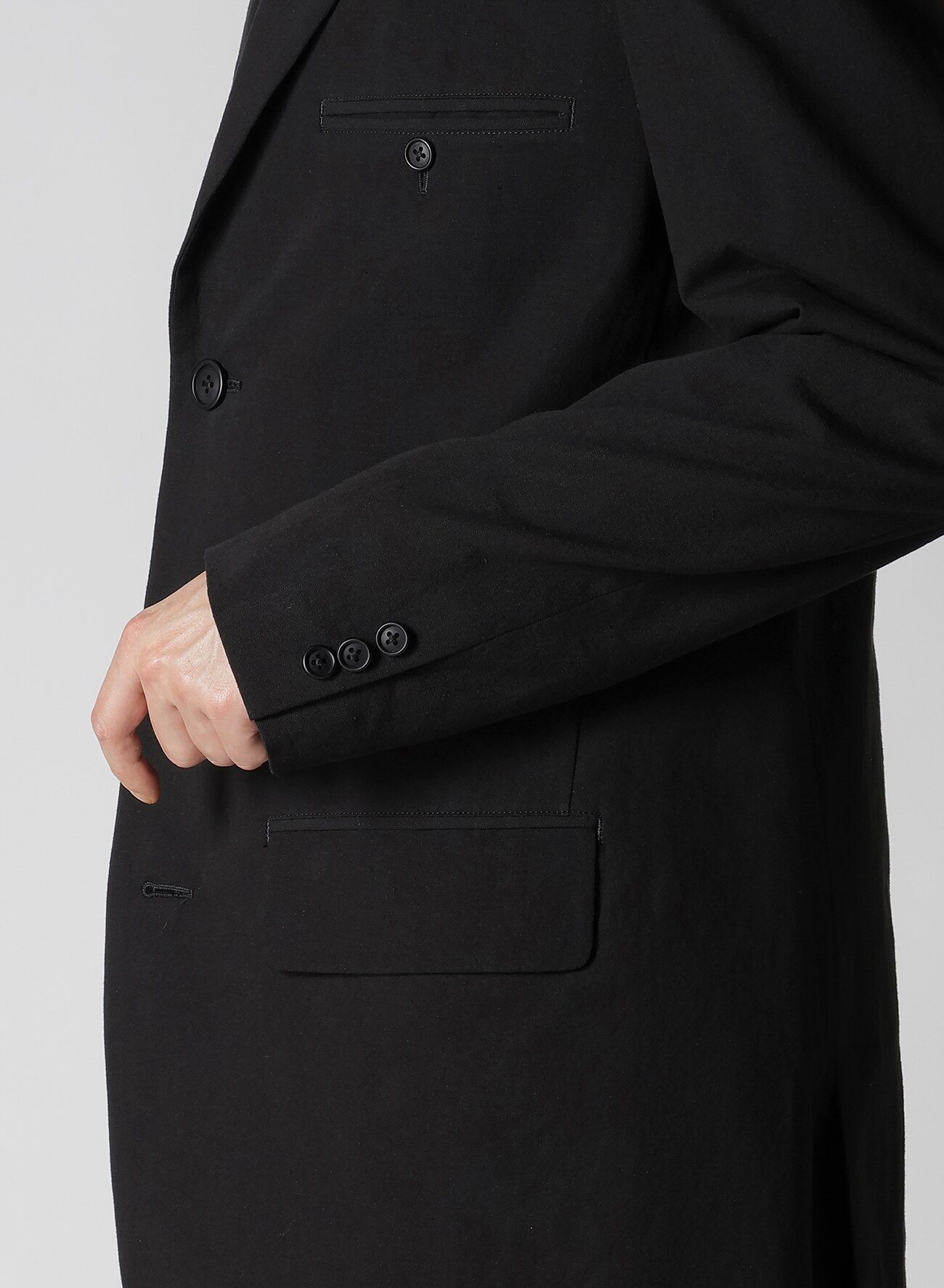 RIGHT DOUBLE RIMMED POCKET JACKET WITH COTTON LINEN UNEVEN YARN CANVAS_9