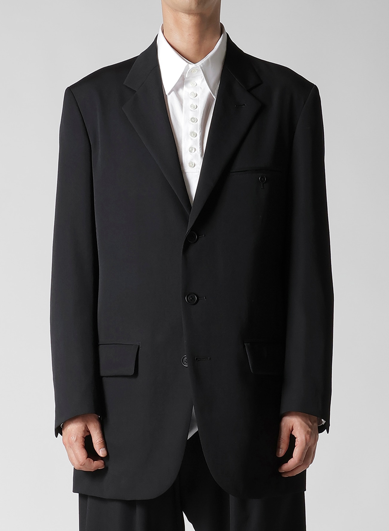 WOOL GABARDINE JACKET WITH RIGHT POCKET_1