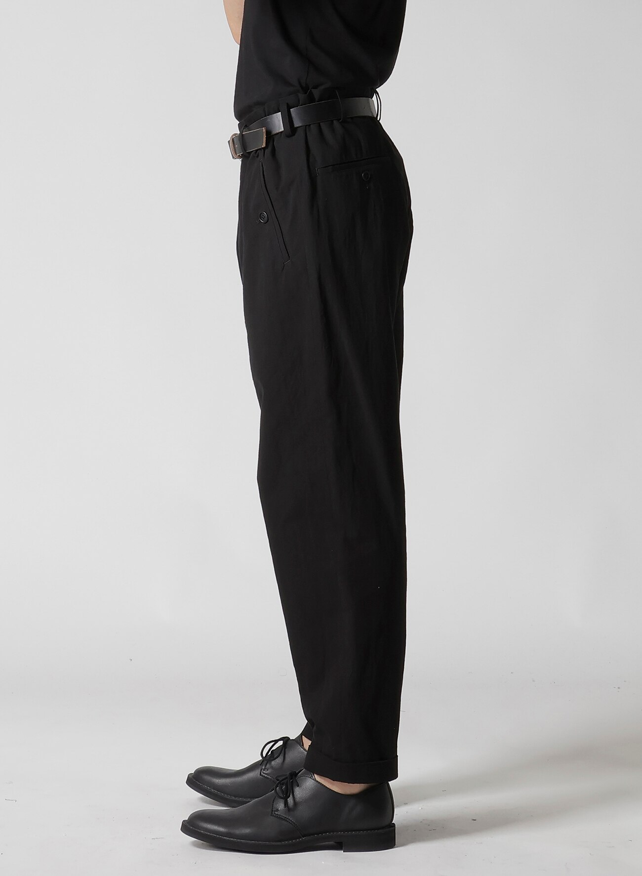 WAIST GATHERED PANTS WITH COTTON LINEN UNEVEN YARN CANVAS_10