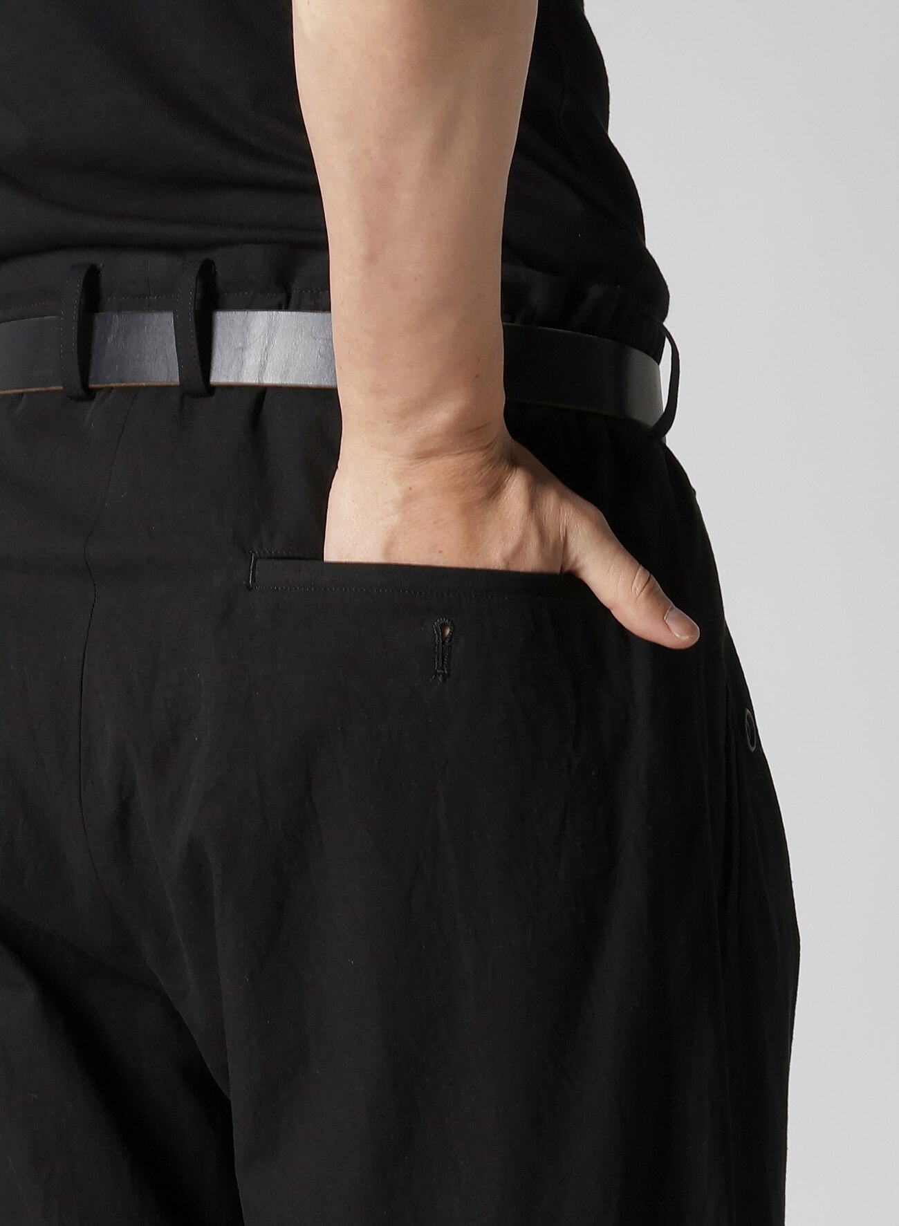 WAIST GATHERED PANTS WITH COTTON LINEN UNEVEN YARN CANVAS_5