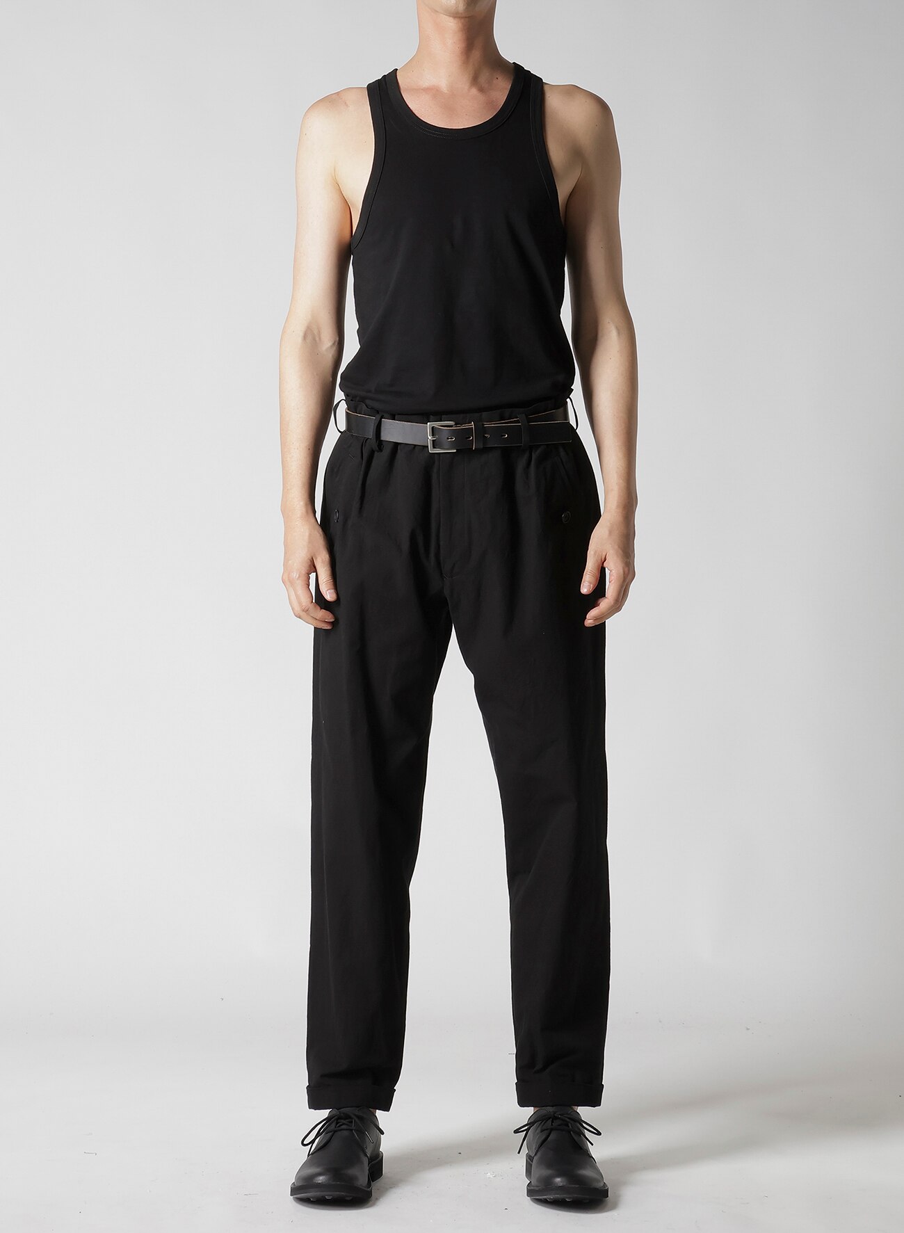 WAIST GATHERED PANTS WITH COTTON LINEN UNEVEN YARN CANVAS_8