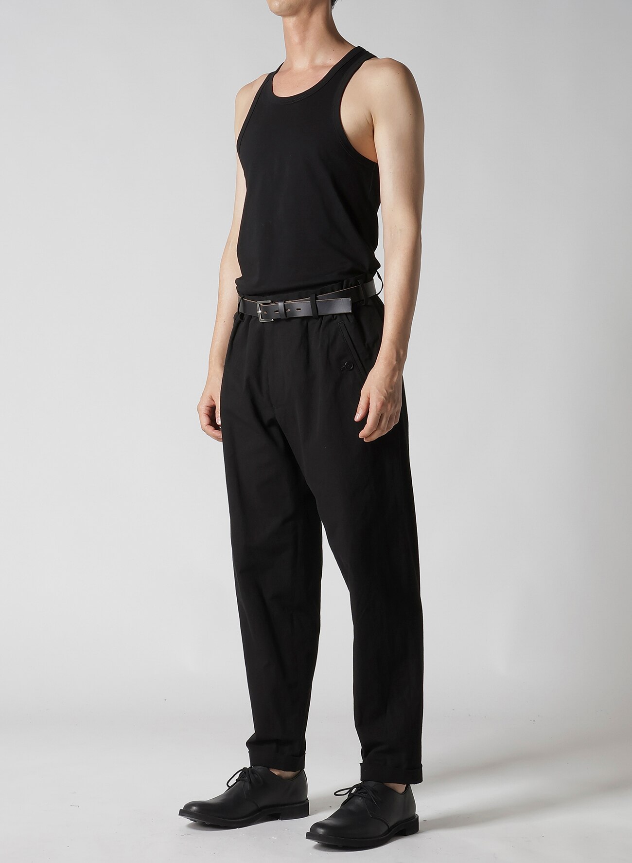 WAIST GATHERED PANTS WITH COTTON LINEN UNEVEN YARN CANVAS_9