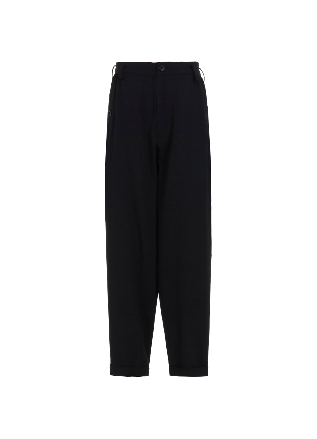 WOOL GABARDINE WAIST GATHERED PANTS