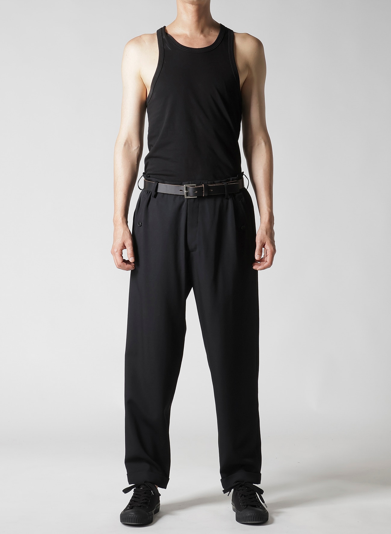 WOOL GABARDINE WAIST GATHERED PANTS_6