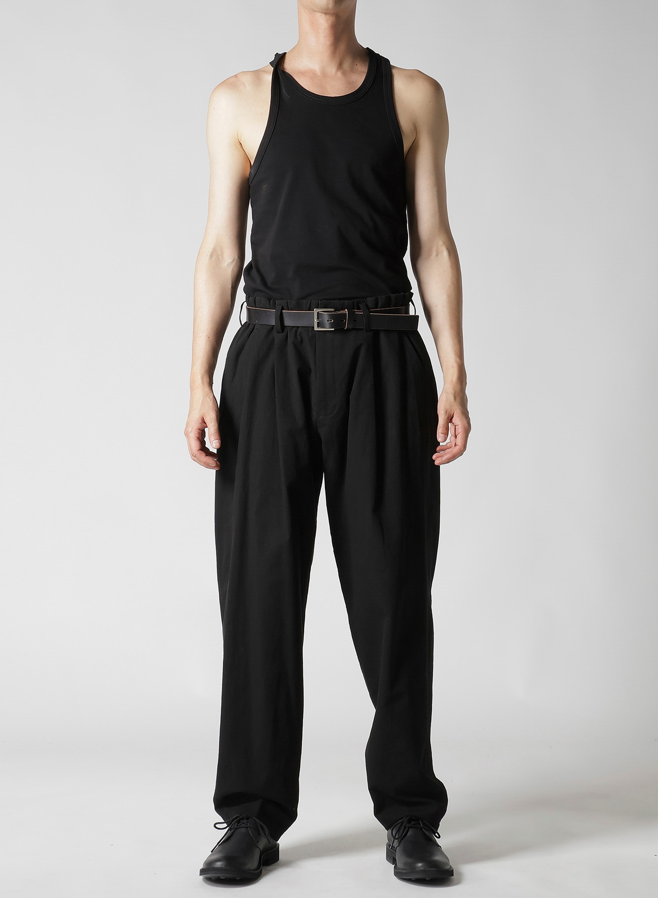 WAIST STRING PANTS WITH COTTON LINEN UNEVEN YARN CANVAS_8