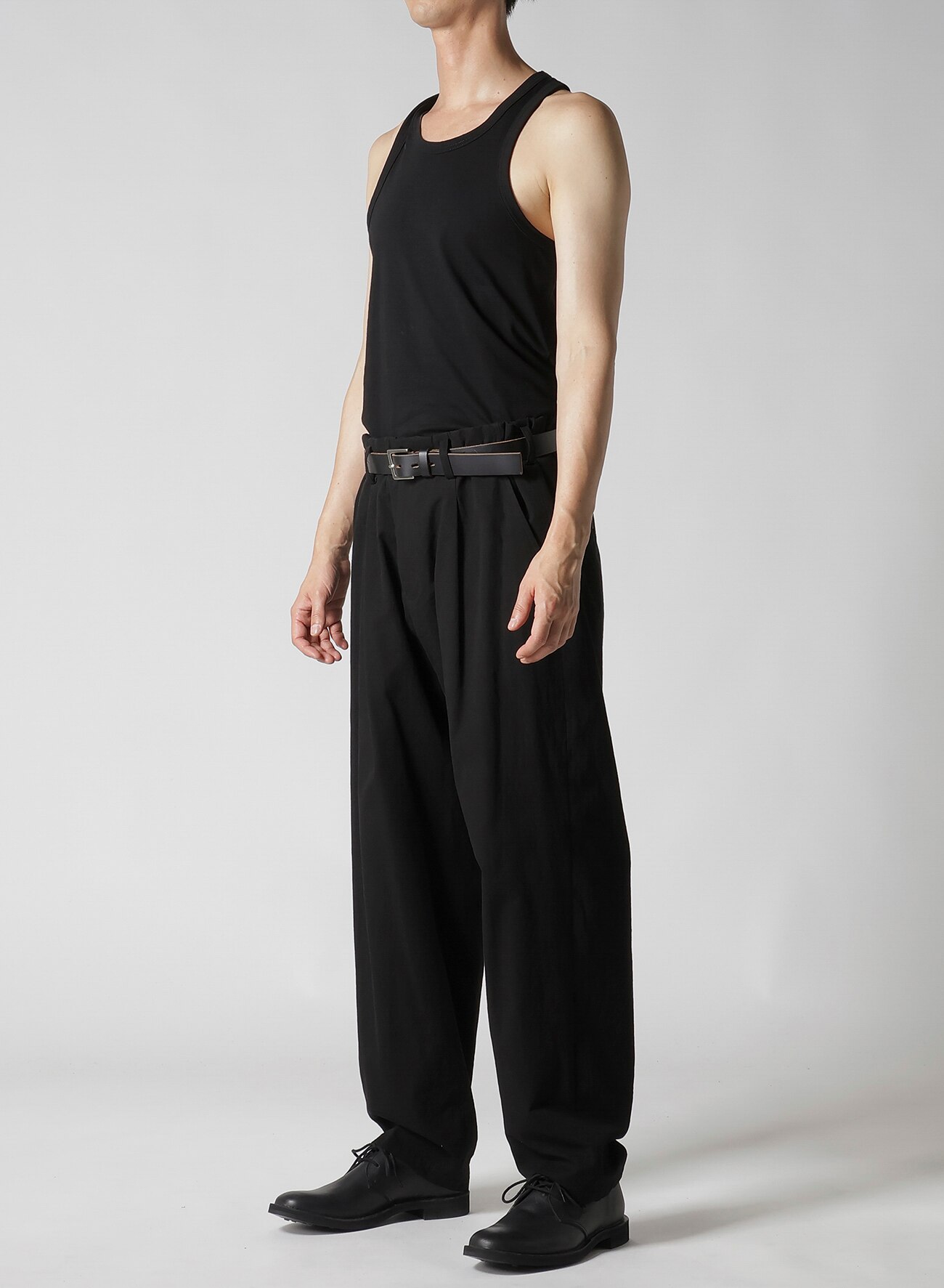 WAIST STRING PANTS WITH COTTON LINEN UNEVEN YARN CANVAS_9