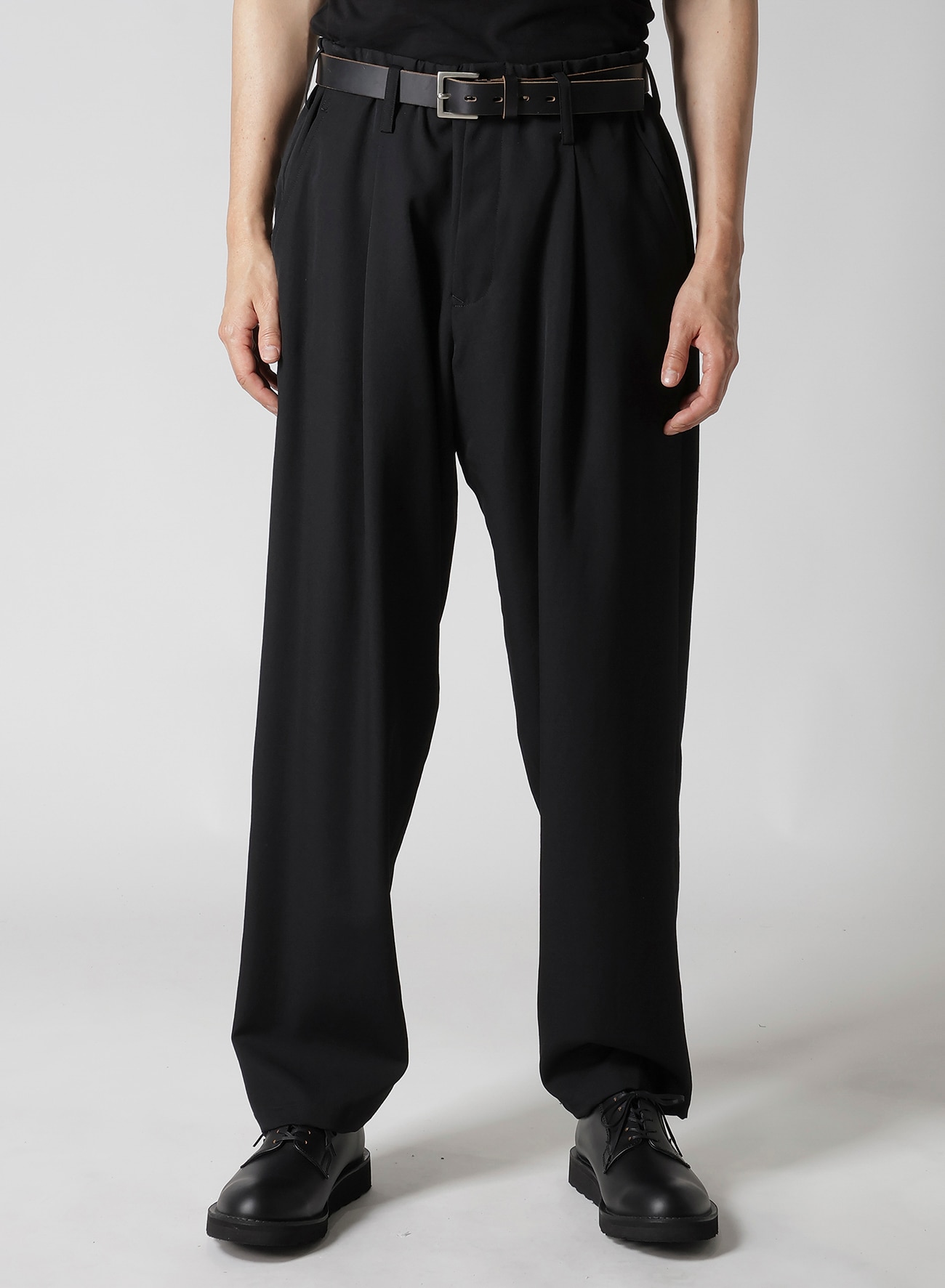 WOOL GABARDINE WAIST STRING PANTS_1