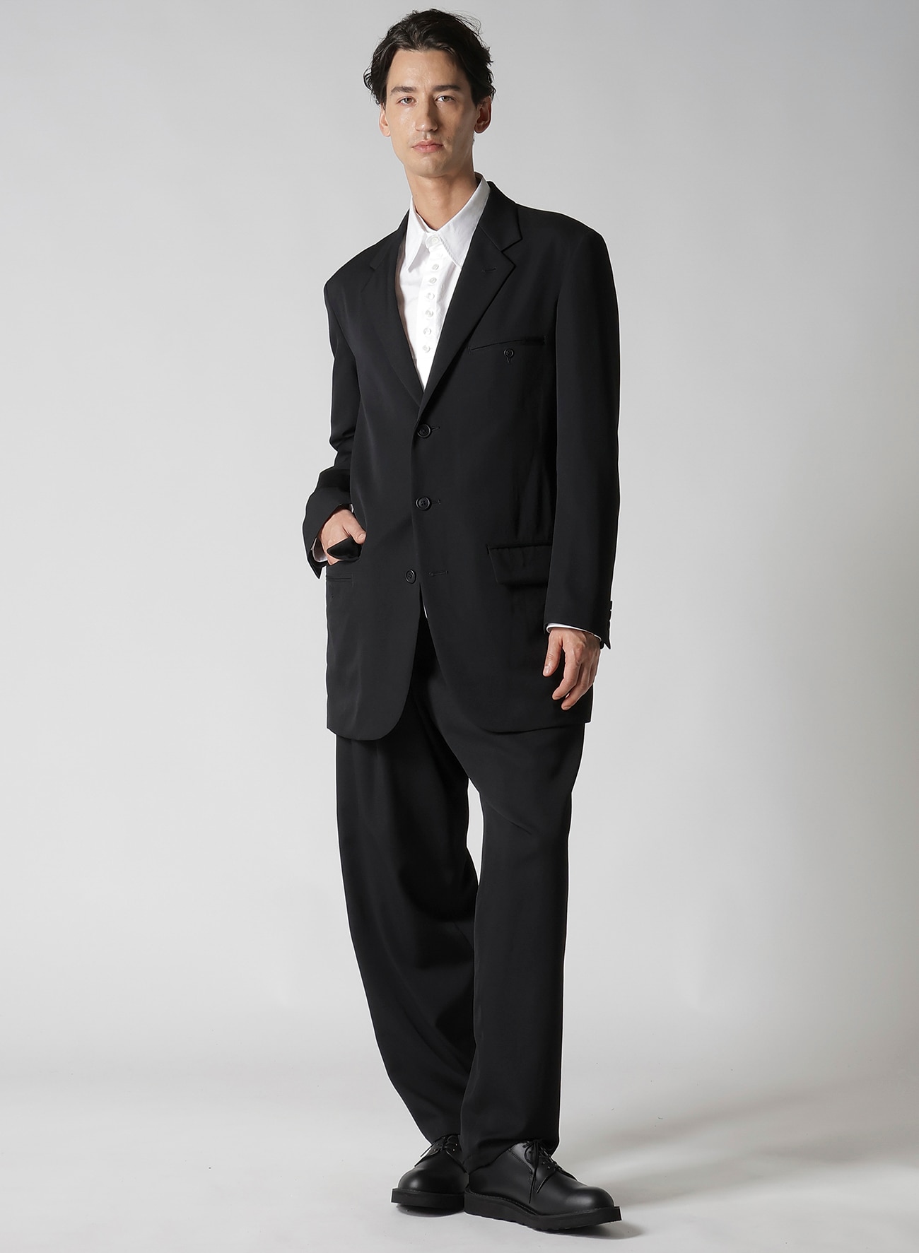 WOOL GABARDINE WAIST STRING PANTS_5