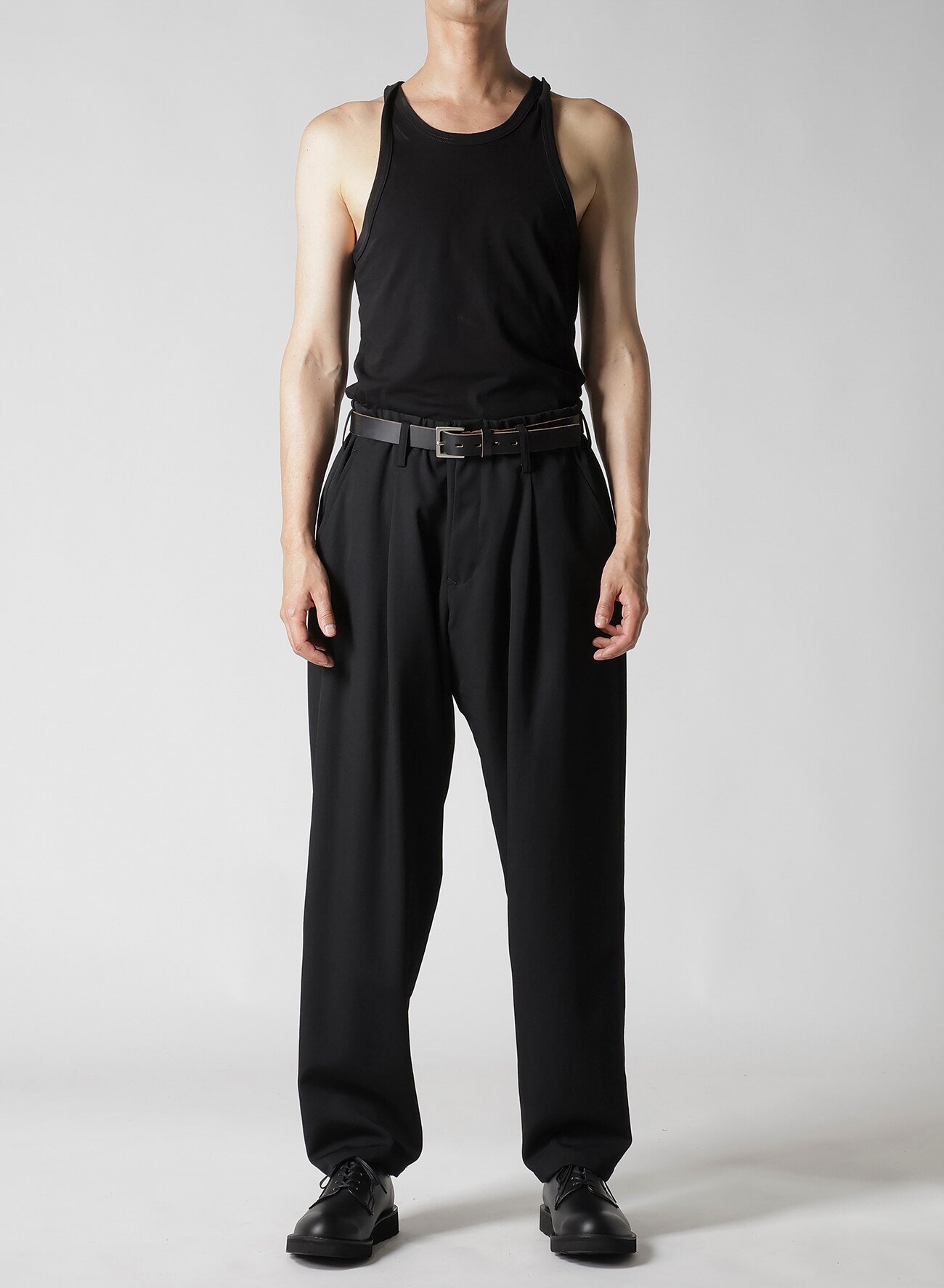 WOOL GABARDINE WAIST STRING PANTS_6