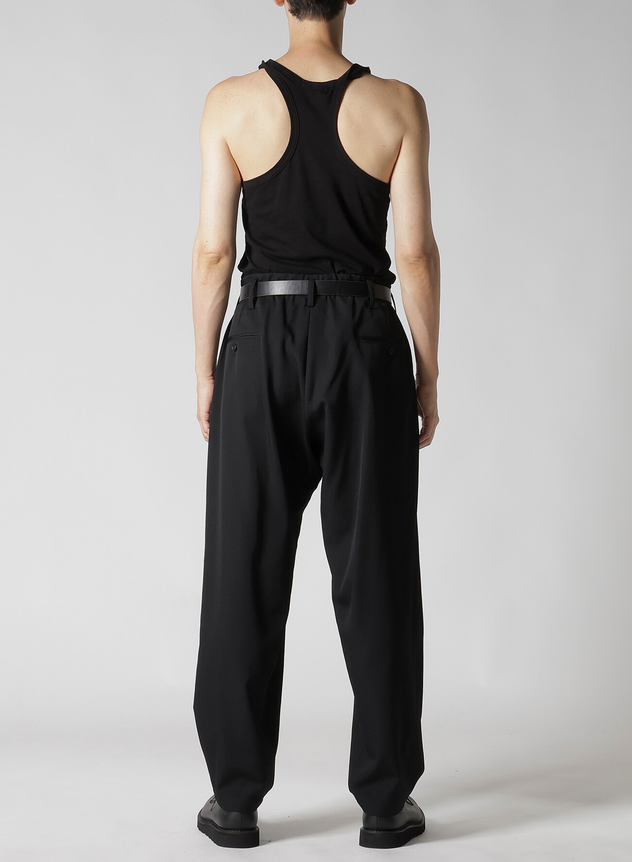 WOOL GABARDINE WAIST STRING PANTS_9