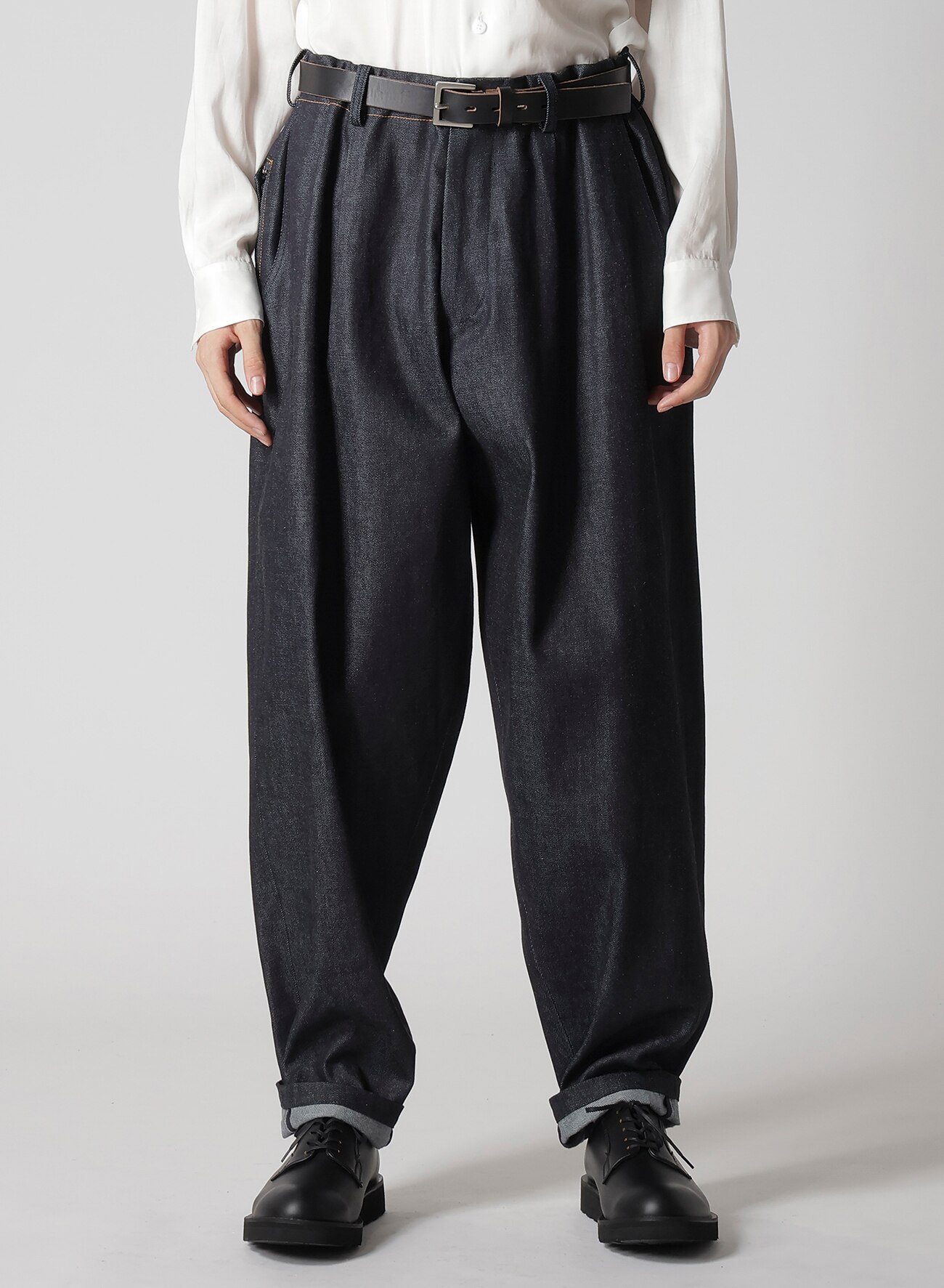 13oz UNEVEN YARN DENIM PANTS WITH COLOR COMBI SIDE ZIP_1