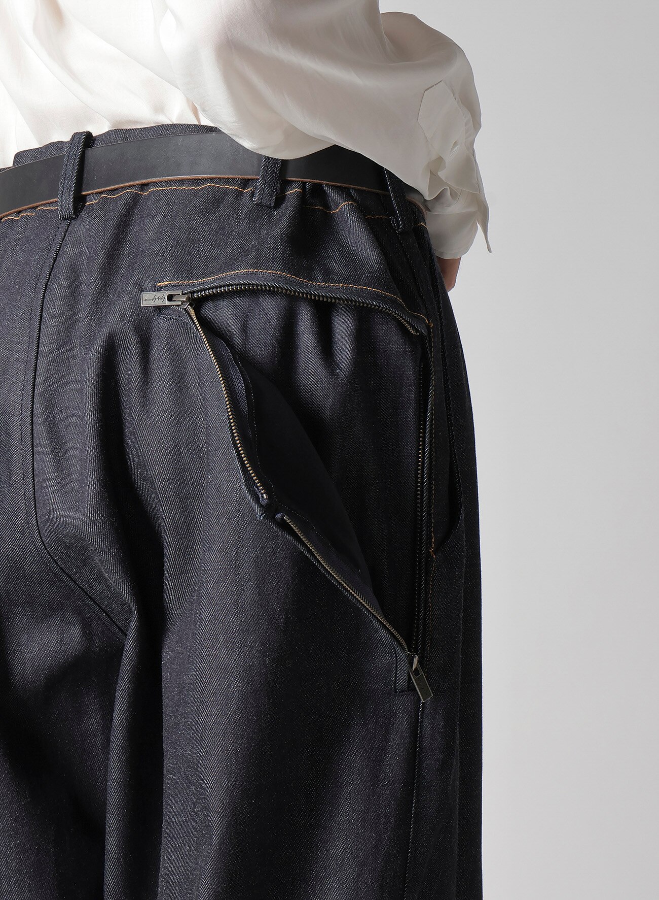 13oz UNEVEN YARN DENIM PANTS WITH COLOR COMBI SIDE ZIP_5