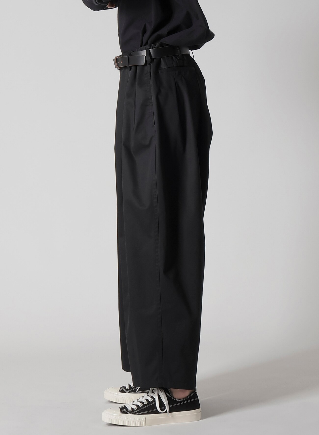 T/C TWILL PANTS WITH 12-TUCKS(M Black): Y's for men