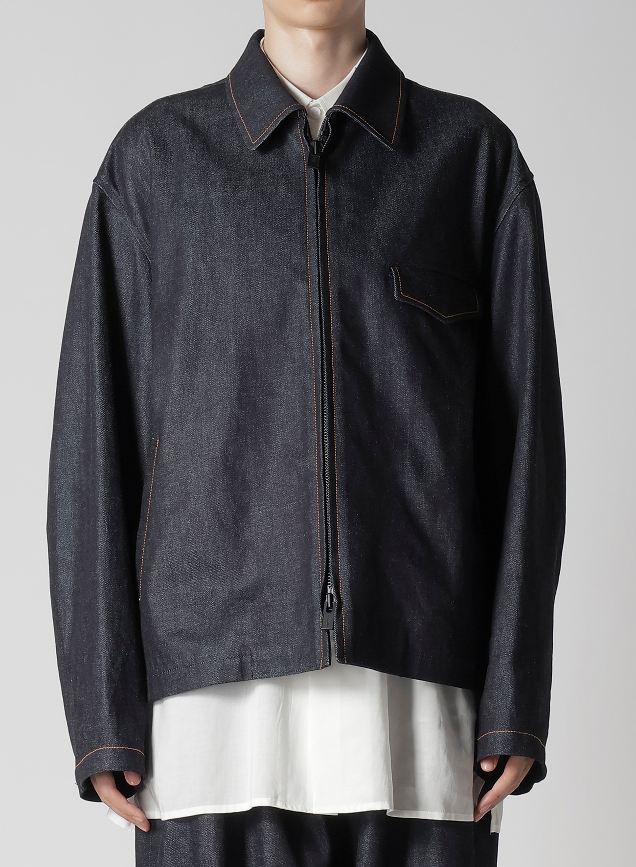 January 11, 10:00(JST) Release] 13oz UNEVEN YARN DENIM BLOUSON WITH COLLOR COMBI_1