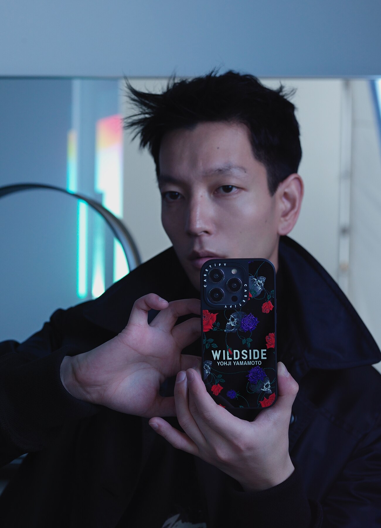 WILDSIDE x CASETiFY SKULL & ROSE iPhone case (Mirror/Black)_5