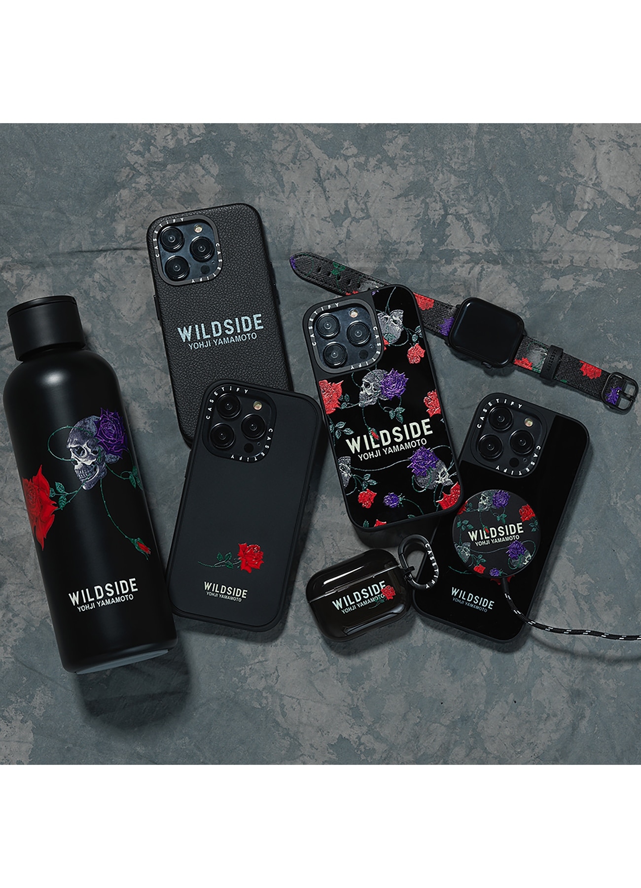 WILDSIDE ×CASETiFY SKULL & ROSE Apple Watch Band(Saffiano Leather